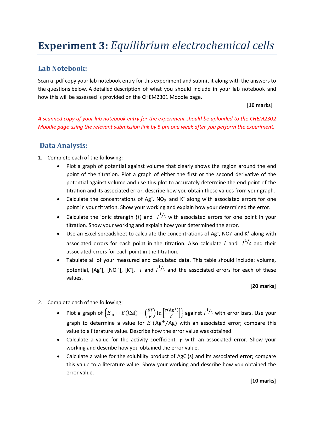 Experiment 3 - Set Questions - Experiment 3: Equilibrium ...