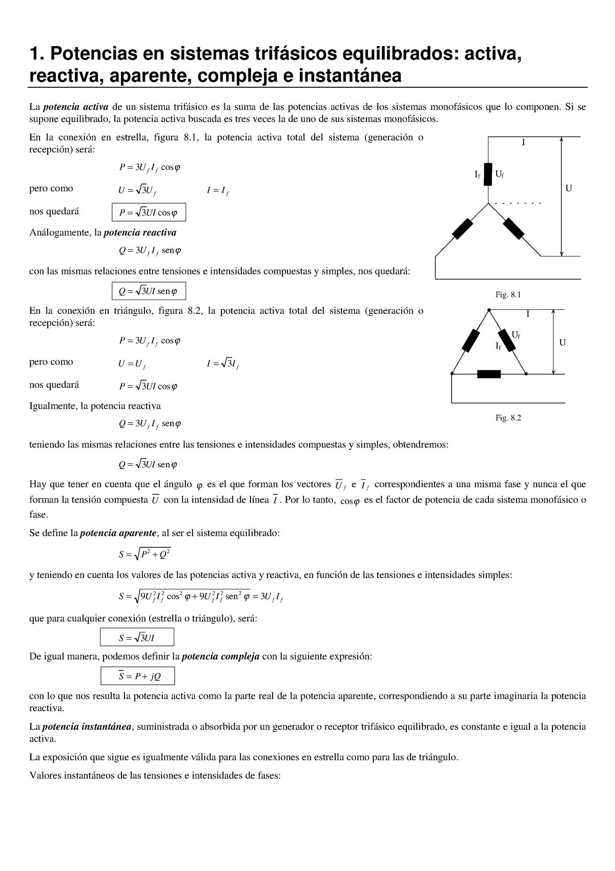 Potencias En Sistema Trifasicos - 1. Potencias En Sistemas Trifásicos ...