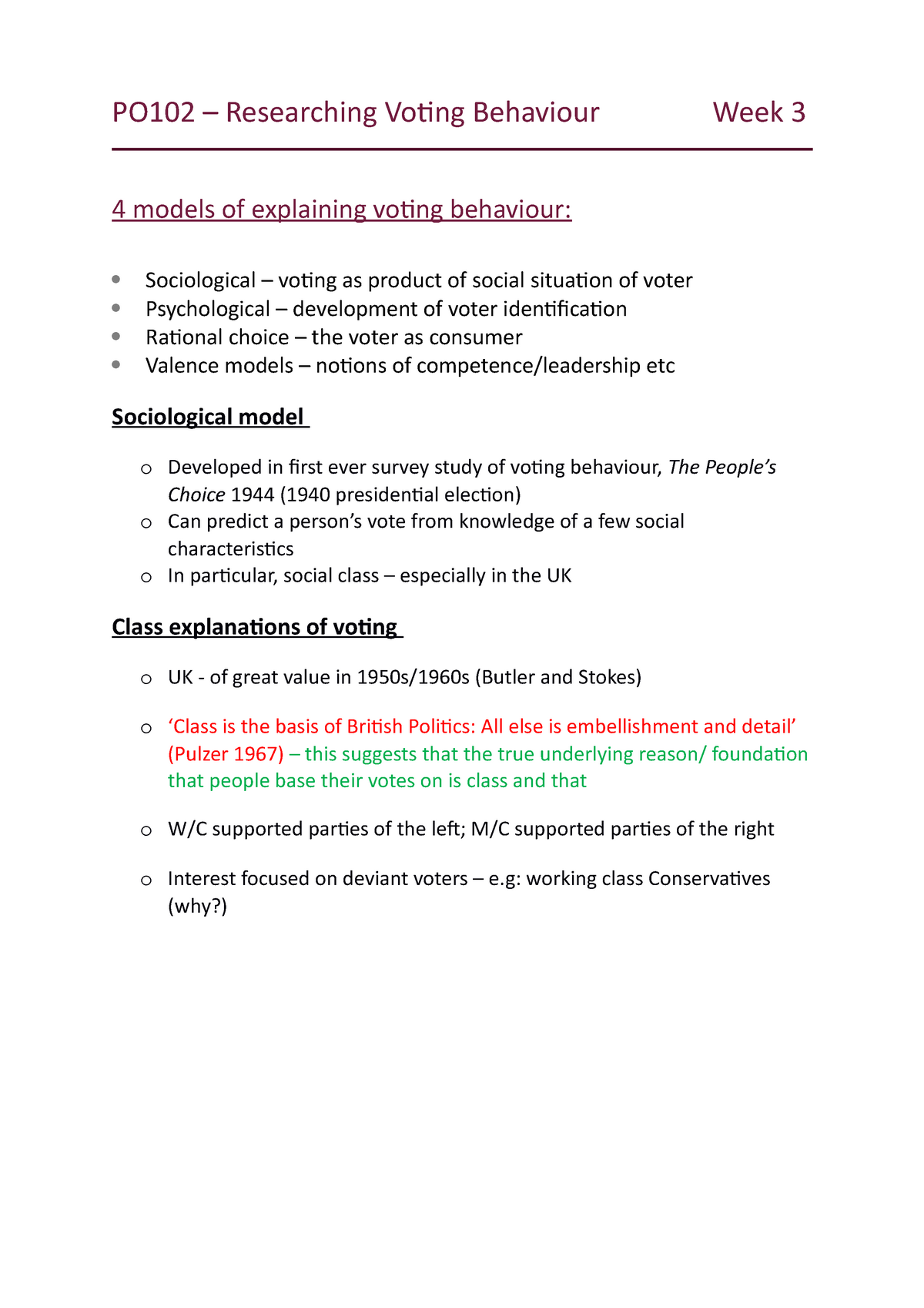 Voter Behaviour In Pr21 - PO102 – Researching Voting Behaviour Week 3 4 ...