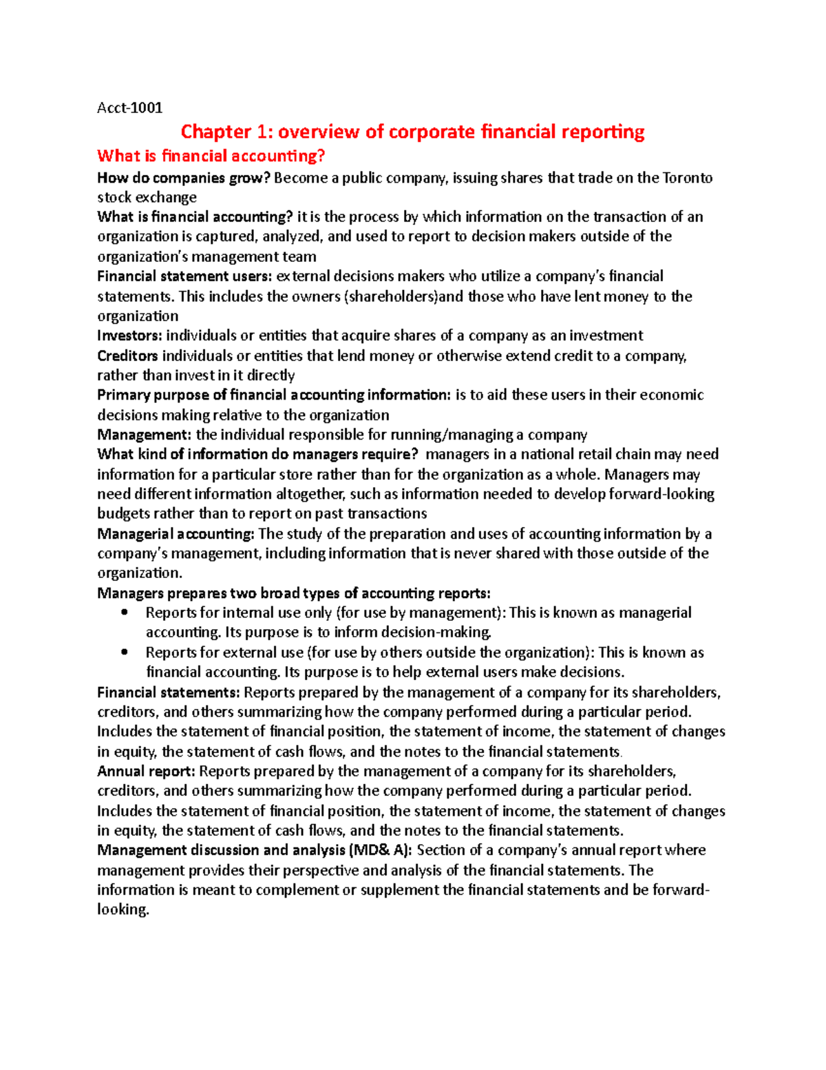 Chapter 1 - Acct- Chapter 1: overview of corporate financial reporting ...