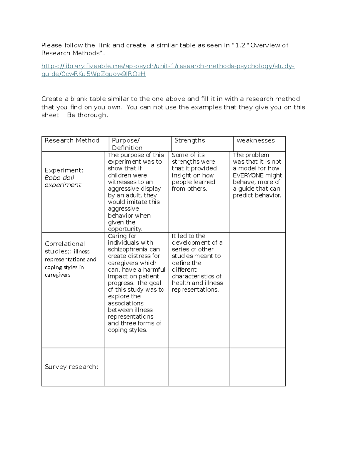 Fiveable Research Methods Chart - Please follow the link and create a ...