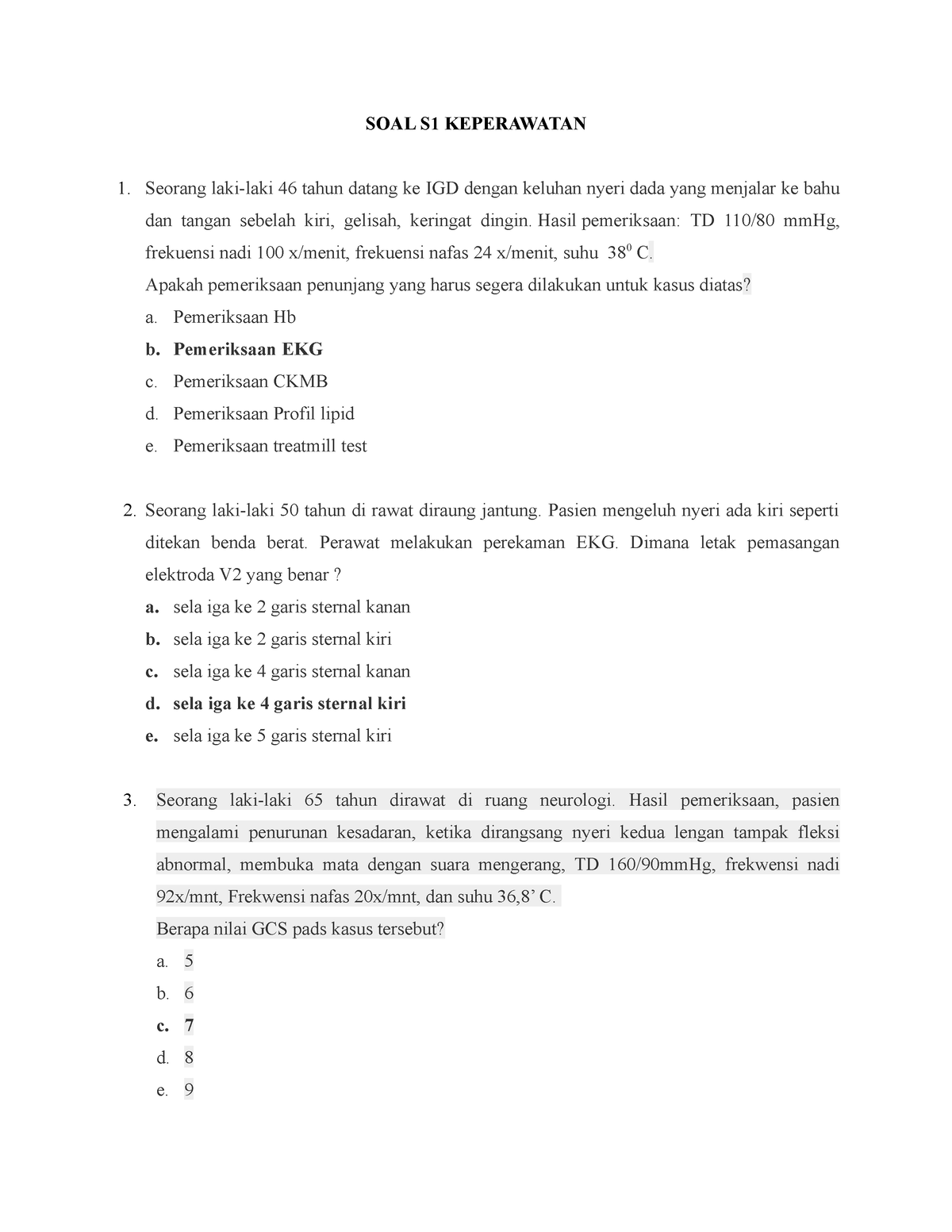 KMB SOAL S1 Keperawatan - SOAL S1 KEPERAWATAN Seorang Laki-laki 46 ...