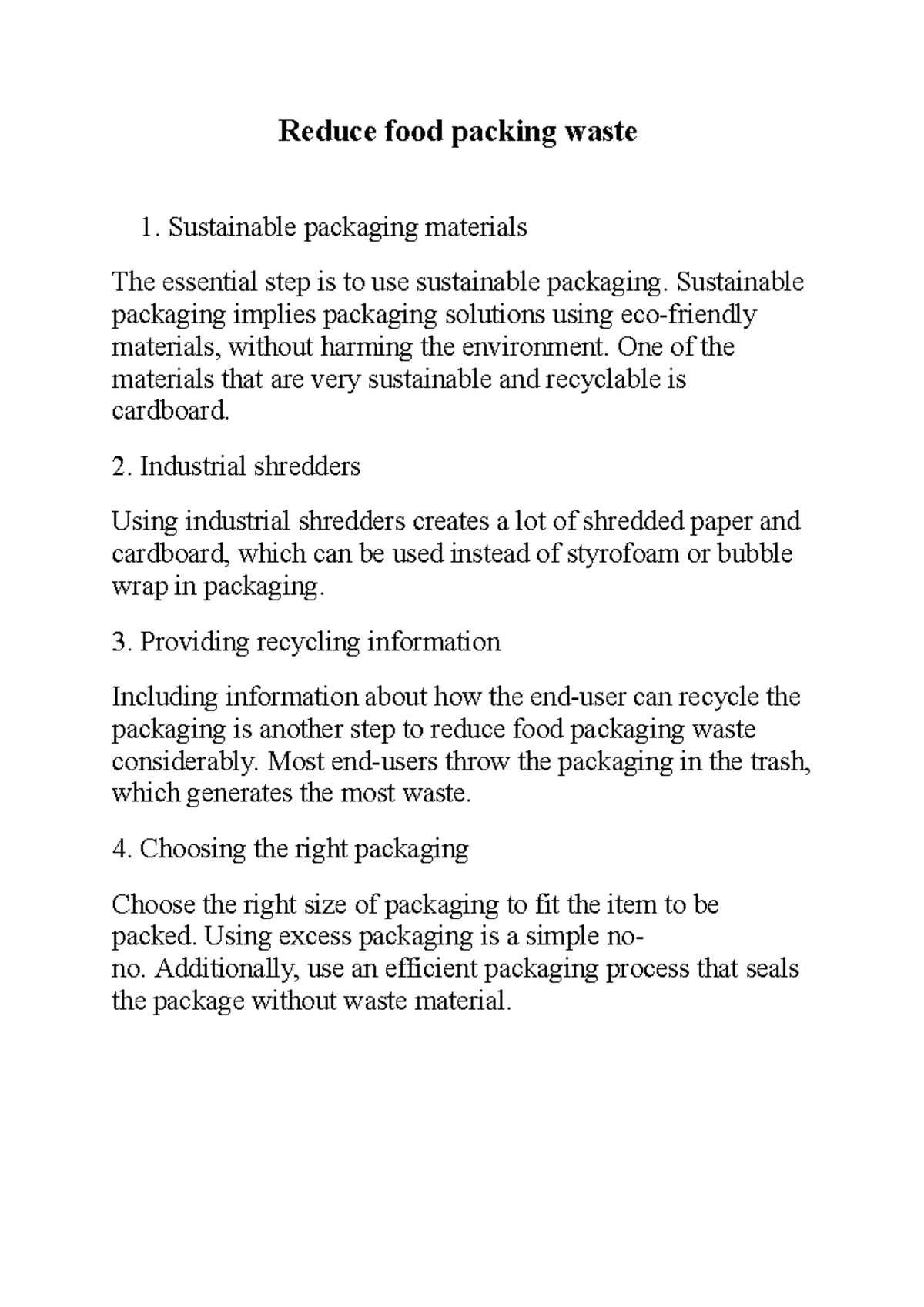 Reduce Food Packing Waste - Reduce Food Packing Waste Sustainable ...