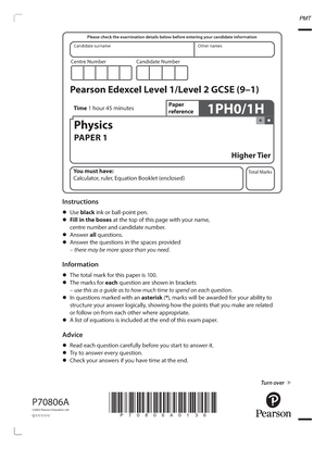 June 2022 QP - Paper 2 (H) Edexcel Physics GCSE - Centre Number ...