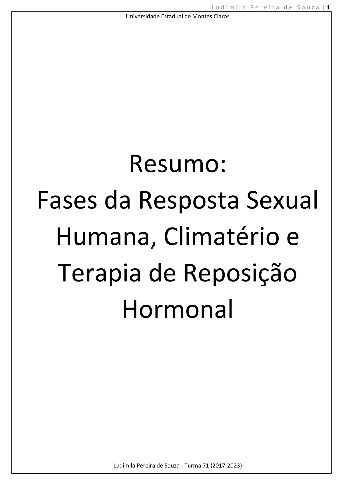 Fases Da Resposta Sexual Humana Climatério E Terapia De Reposição Hormonal Universidade 1260