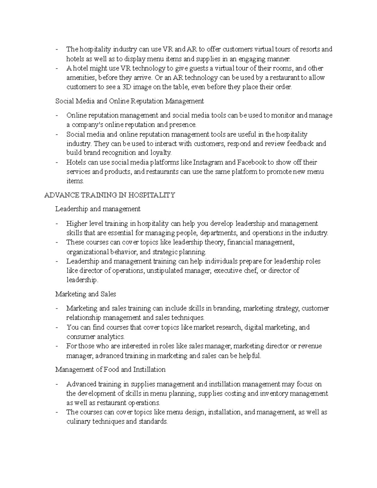 HTR 110 Notes 8 - Hospitality-tourism industry: hotels, resorts ...