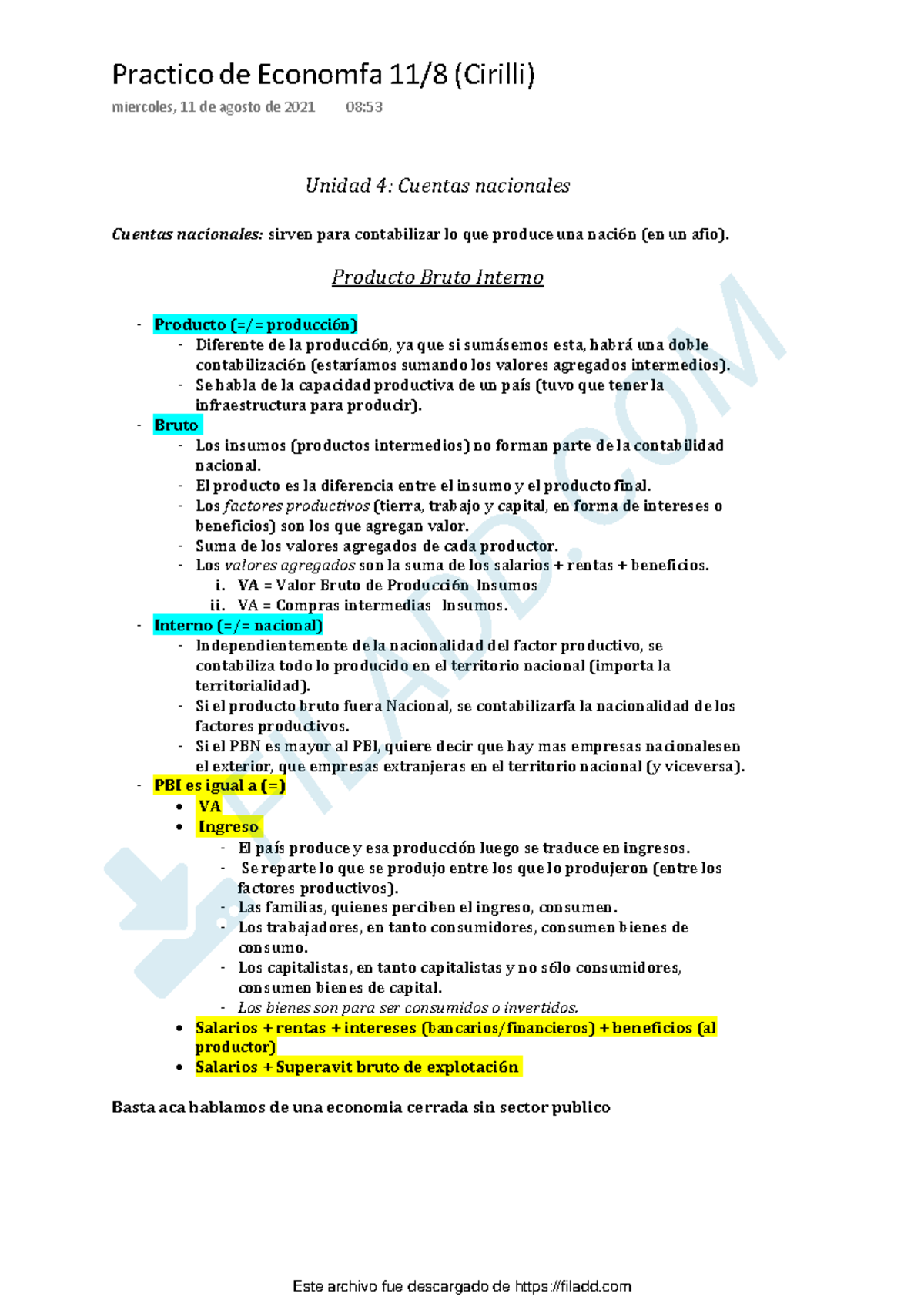 Practicos Economia - Prácticas - Practico de Economfa 11/8 (Cirilli ...
