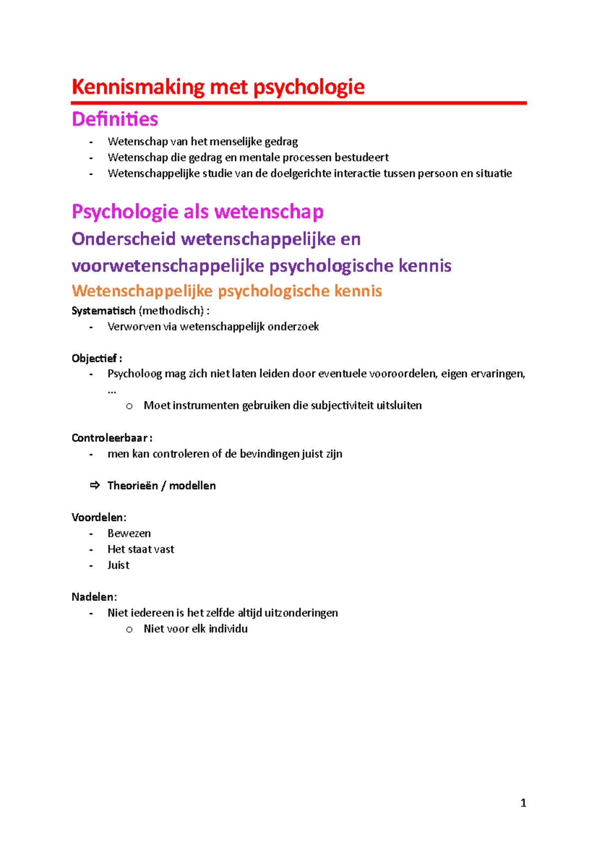 1. Kennismaking Met Psychologie - Kennismaking Met Psychologie ...