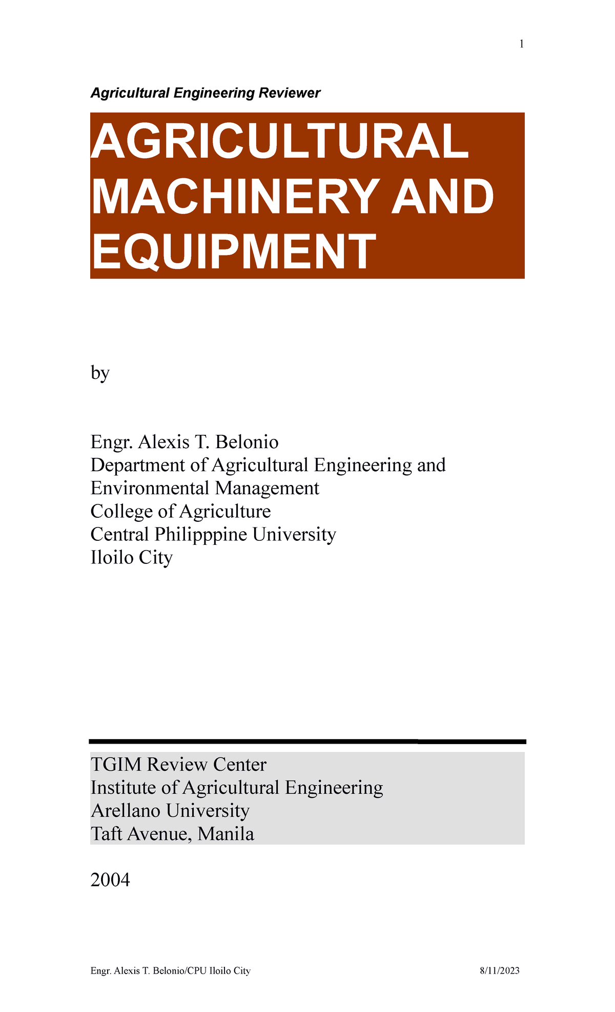 Agricultural Machinery And Equipment - Agricultural Engineering ...