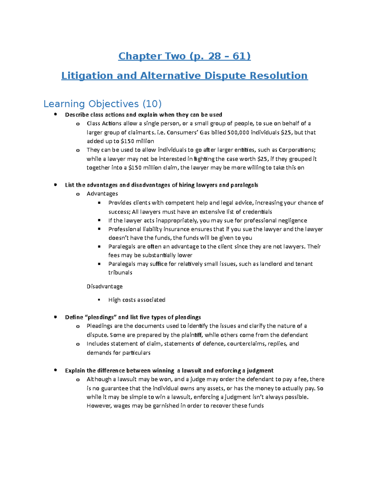 Chapter Two: Litigation & Alternative Dispute Resolution - Chapter Two ...