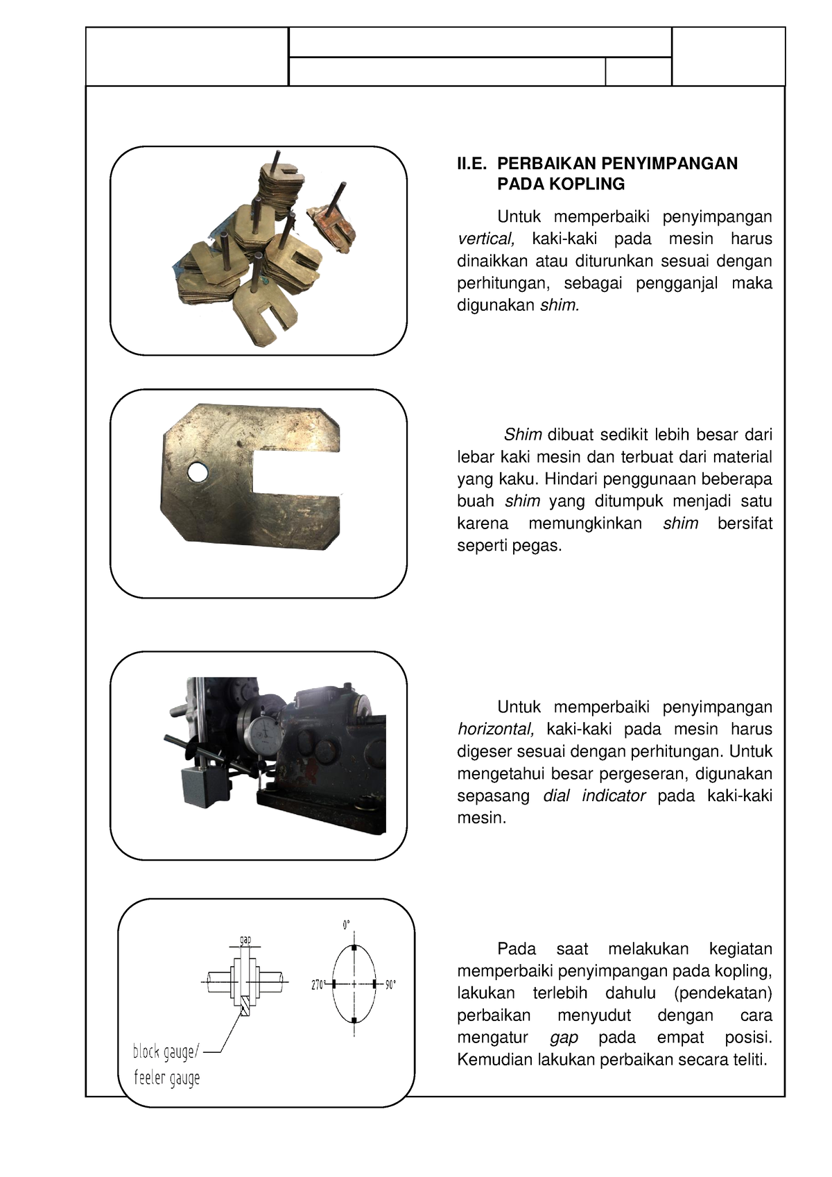 Alignment Kopling 7 - II. PERBAIKAN PENYIMPANGAN PADA KOPLING Untuk ...