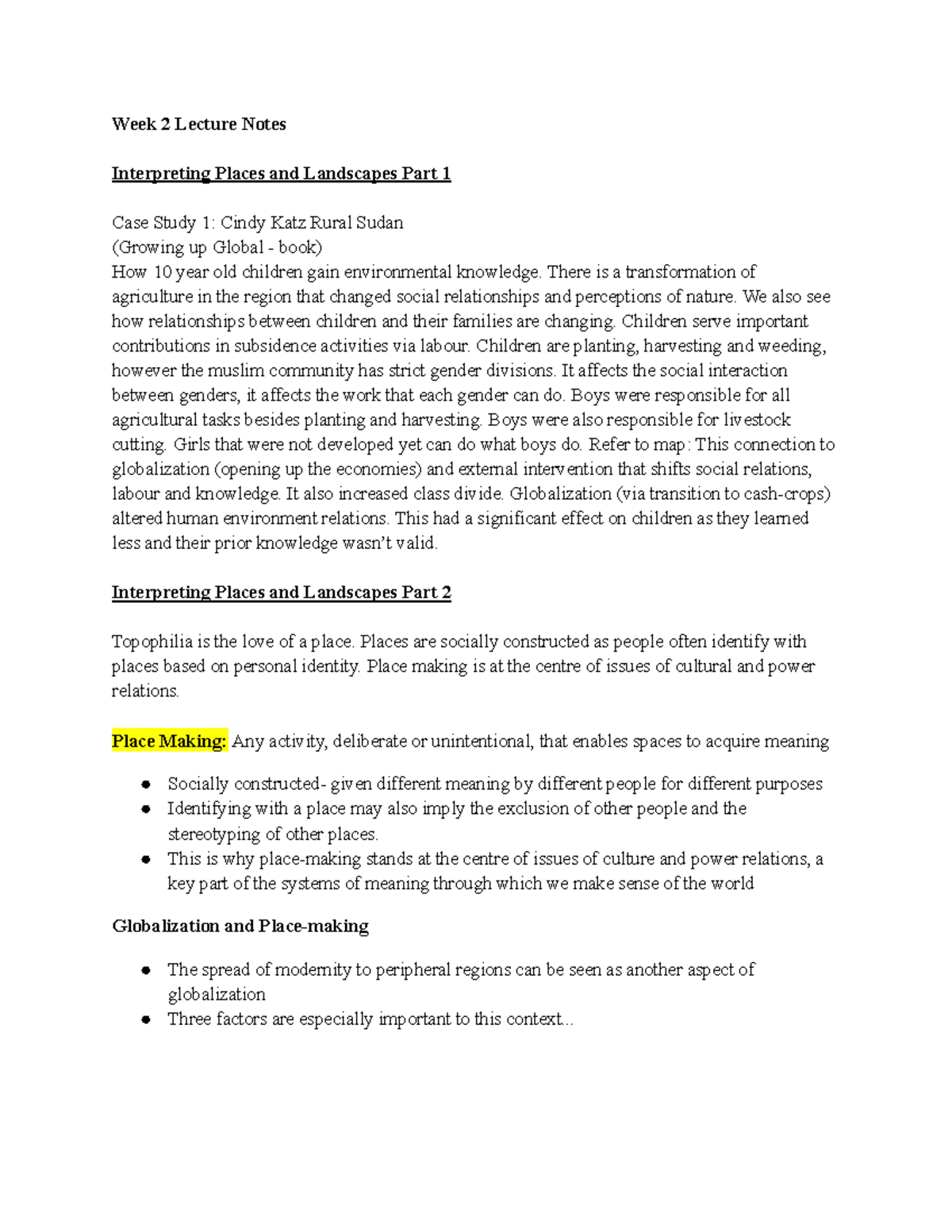 Chapter 6 Study Sheet Good Copy - Week 2 Lecture Notes Interpreting ...