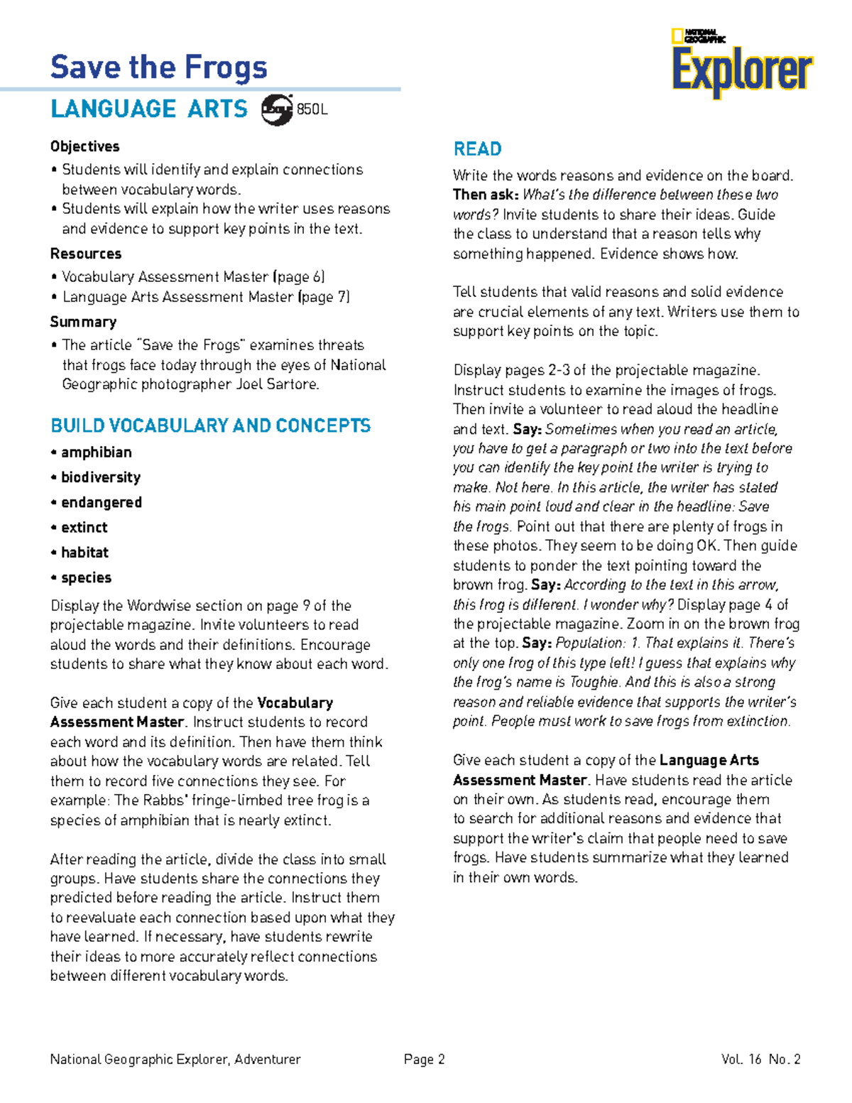 Save the Frogs Update - For a calculation assignment - National ...
