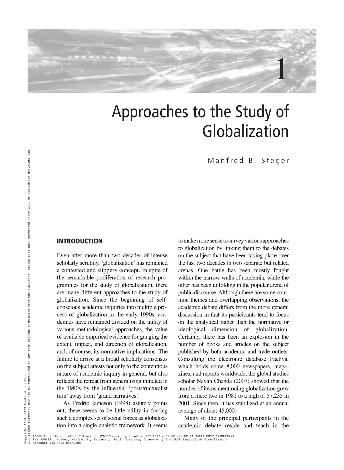 article research or study about globalization
