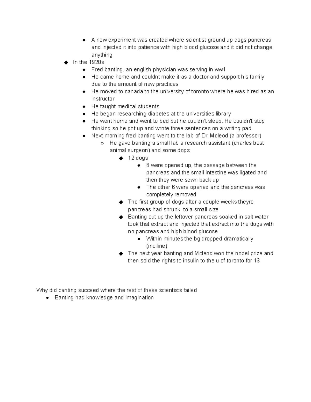 Bio notes again - Banting's experiment that found insulin - A new ...