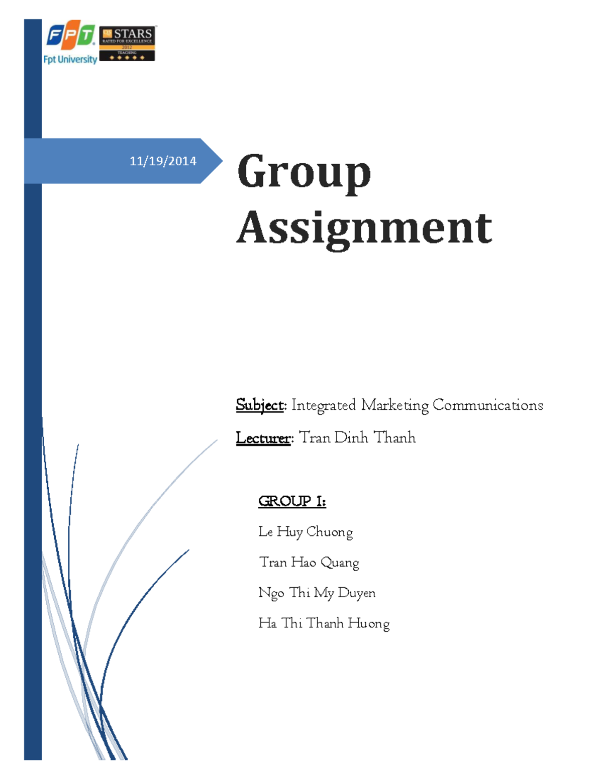 Group Assignment Group 1 Subject Integra - 11/19/ Group Assignment ...