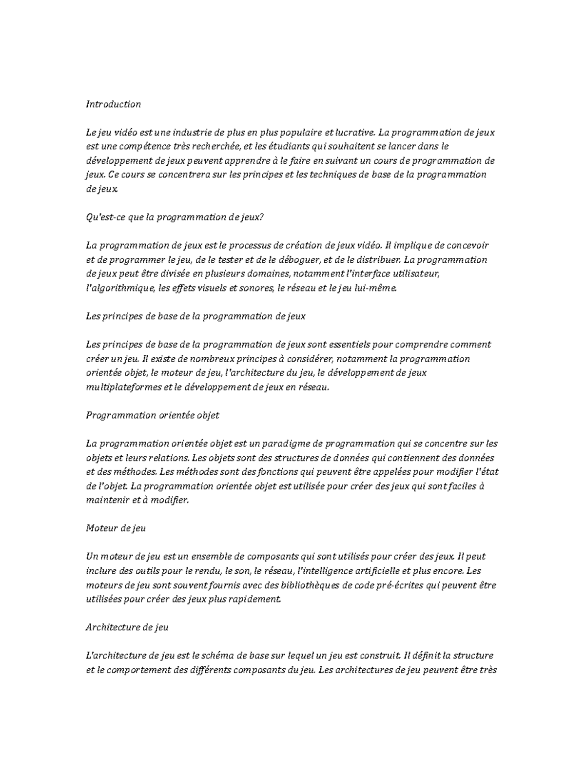 Game Programming Study Notes - Introduction Le jeu vidéo est une ...