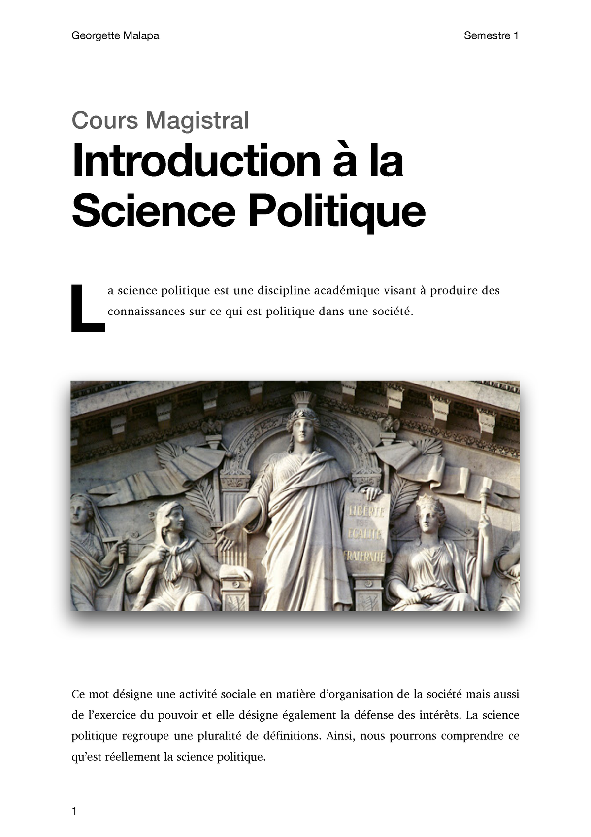 Cours Magistral Introduction à La Science Politique Cours Magistral