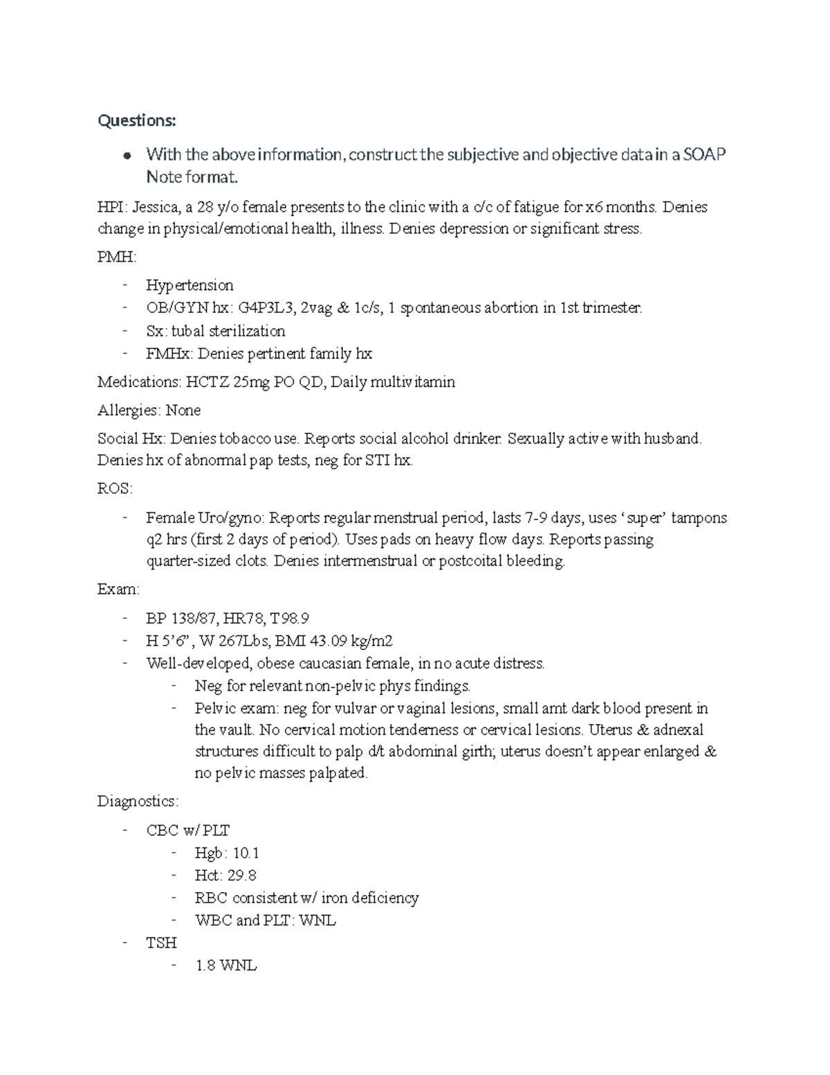 NP Case Study Discussion Questions With the above information