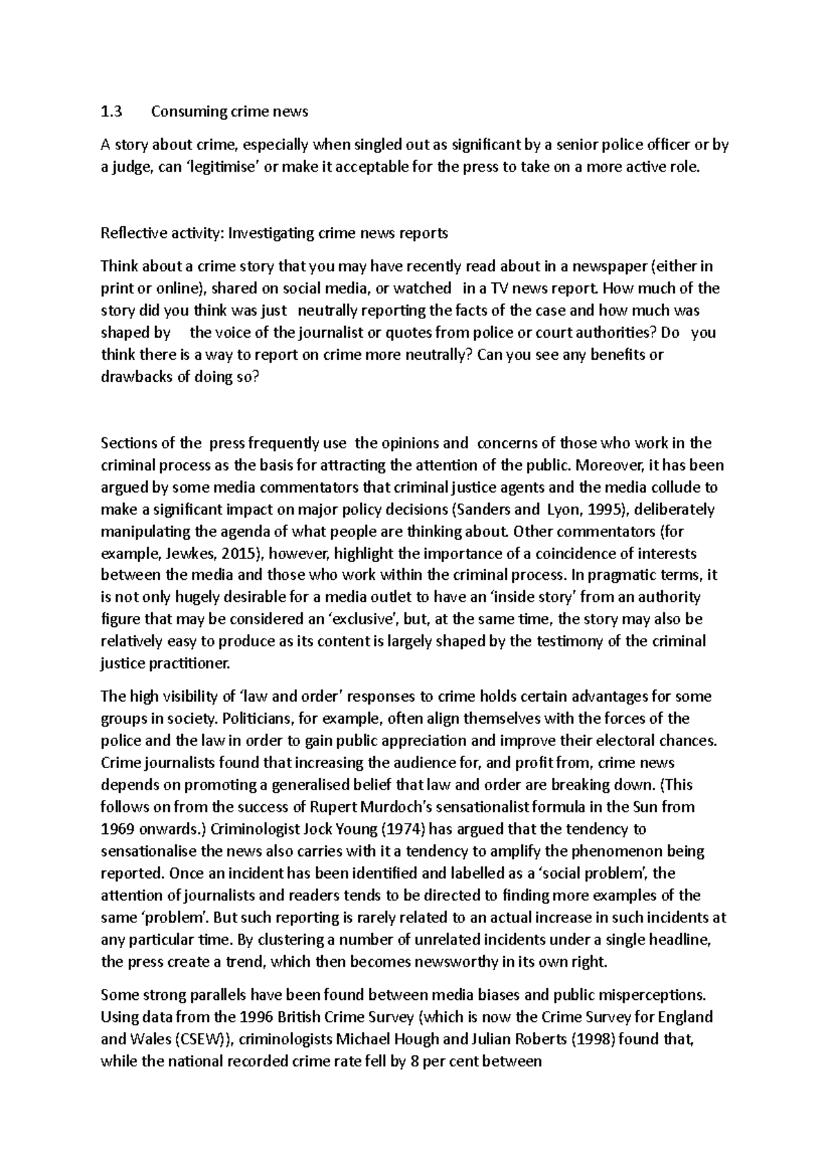 Chapter 4 - part 3 - 1 Consuming crime news A story about crime ...
