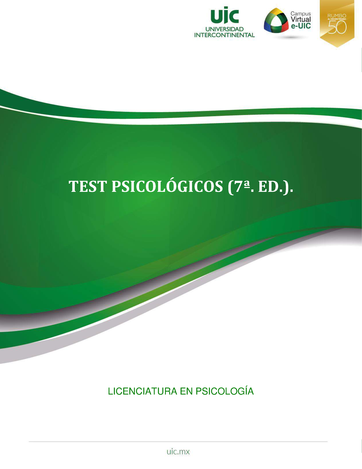 Anastasi Urbina Ok - TEST PSICOL”GICOS (7™. ED.). LICENCIATURA EN ...