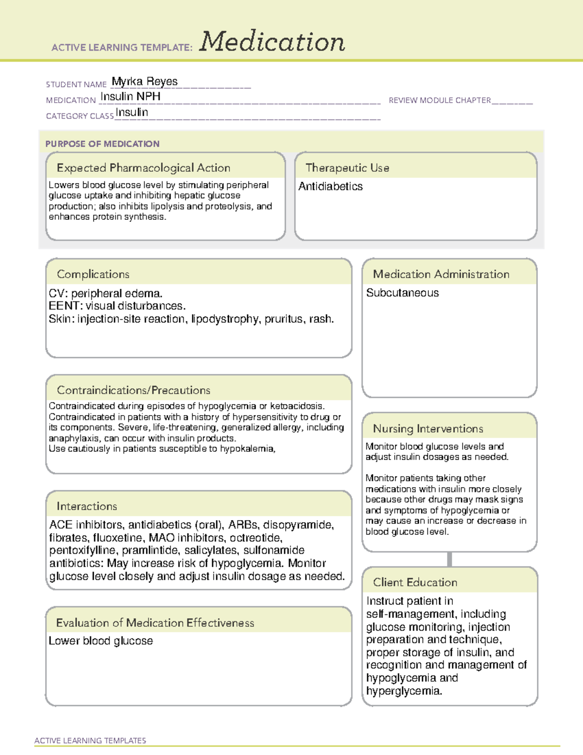 Insulin medication - hepful - ACTIVE LEARNING TEMPLATES Medication ...