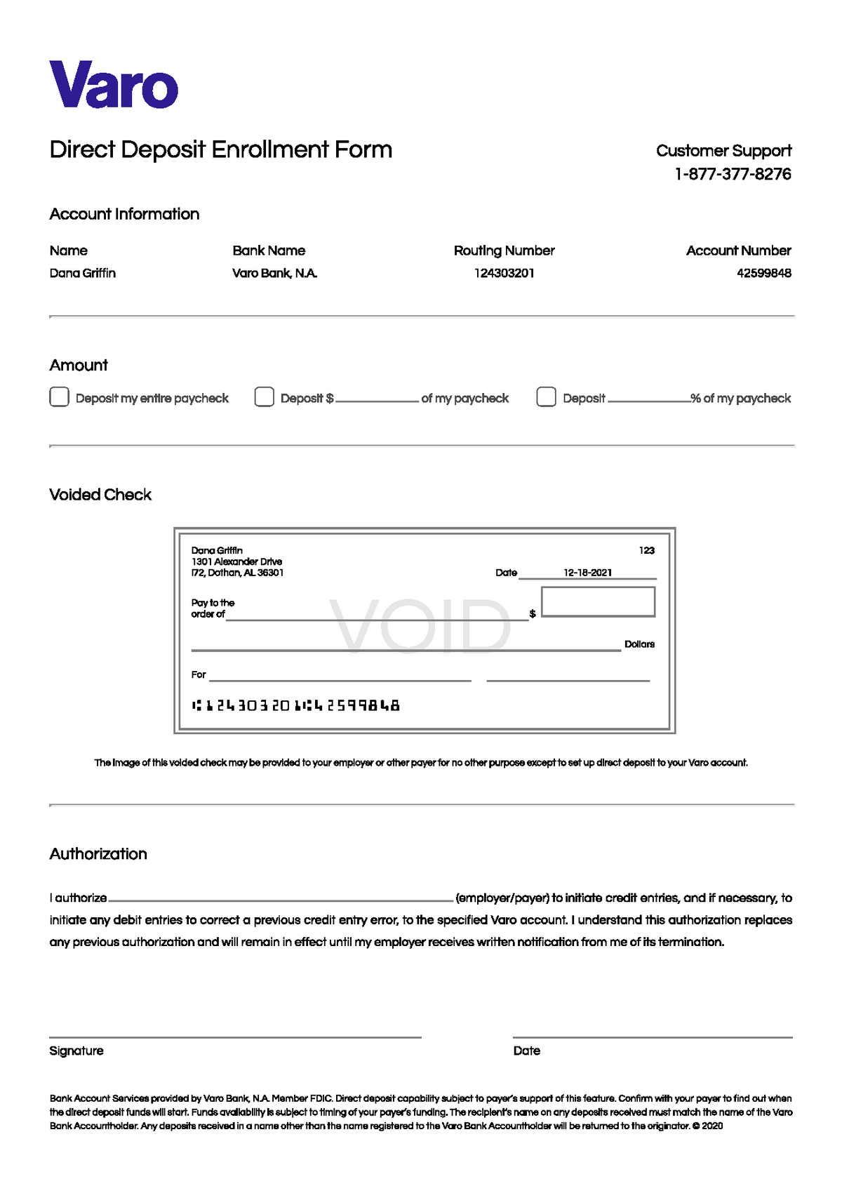 varo direct deposit form home work quiz sped701 studocu