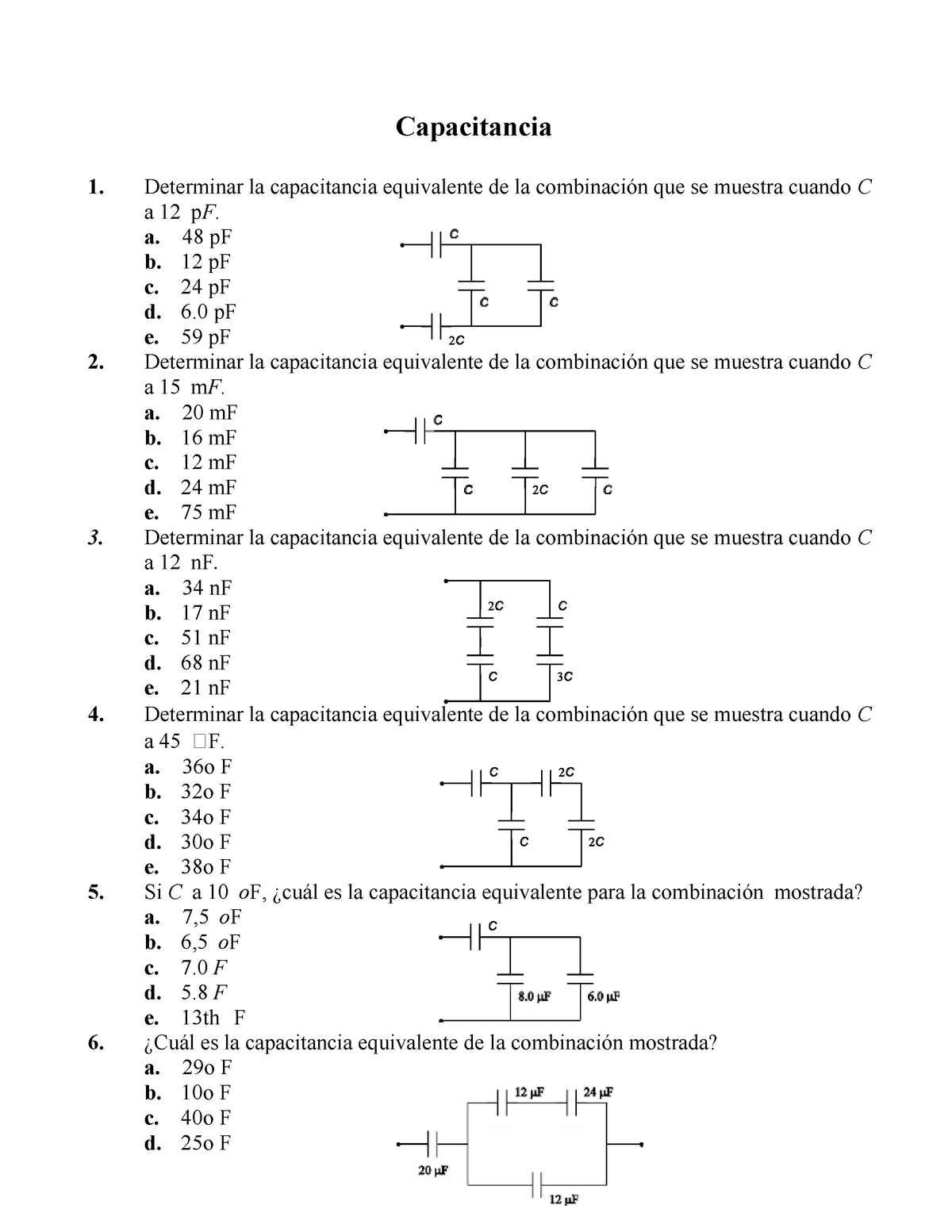 Examen De Capacitancia - Capacitancia Determinar La Capacitancia ...