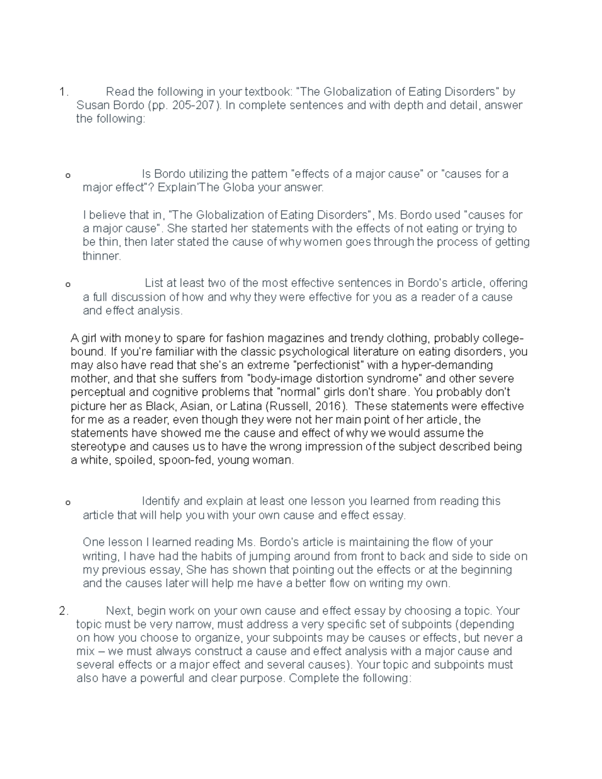 Engl117 week 5 discussion - Read the following in your textbook: “The ...