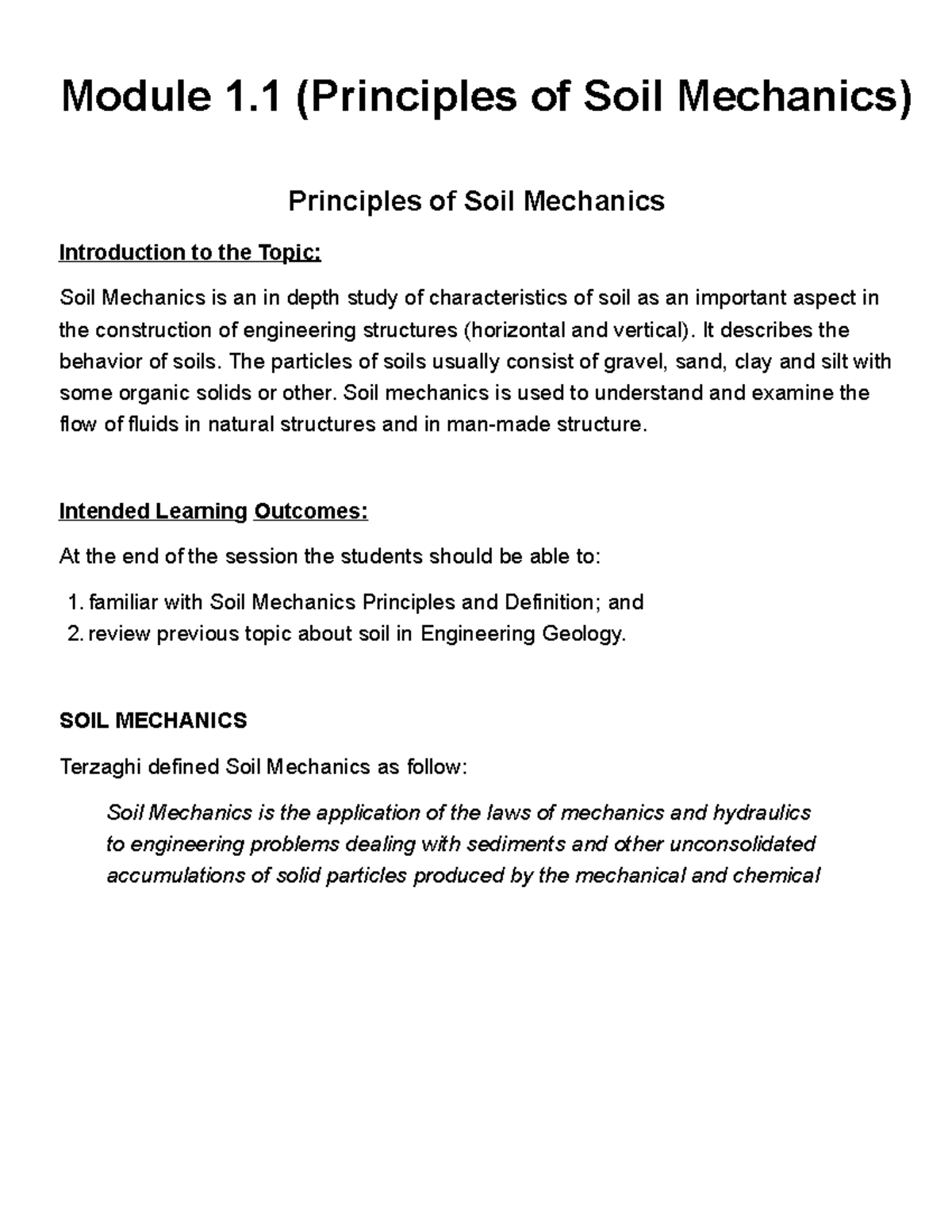 Module Principles Of Soil Mechanics Geotechnical Engineering