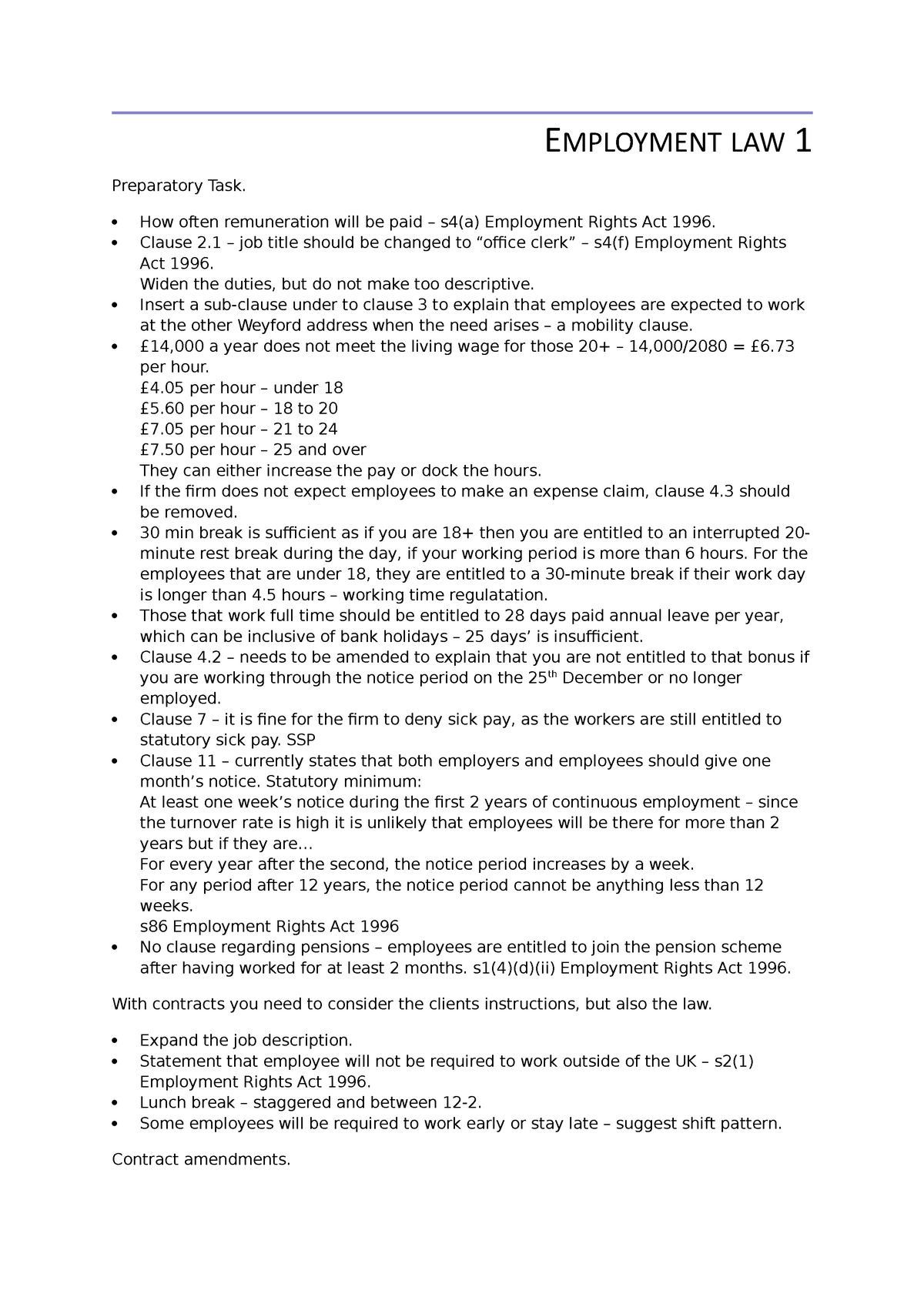 employment law assignments