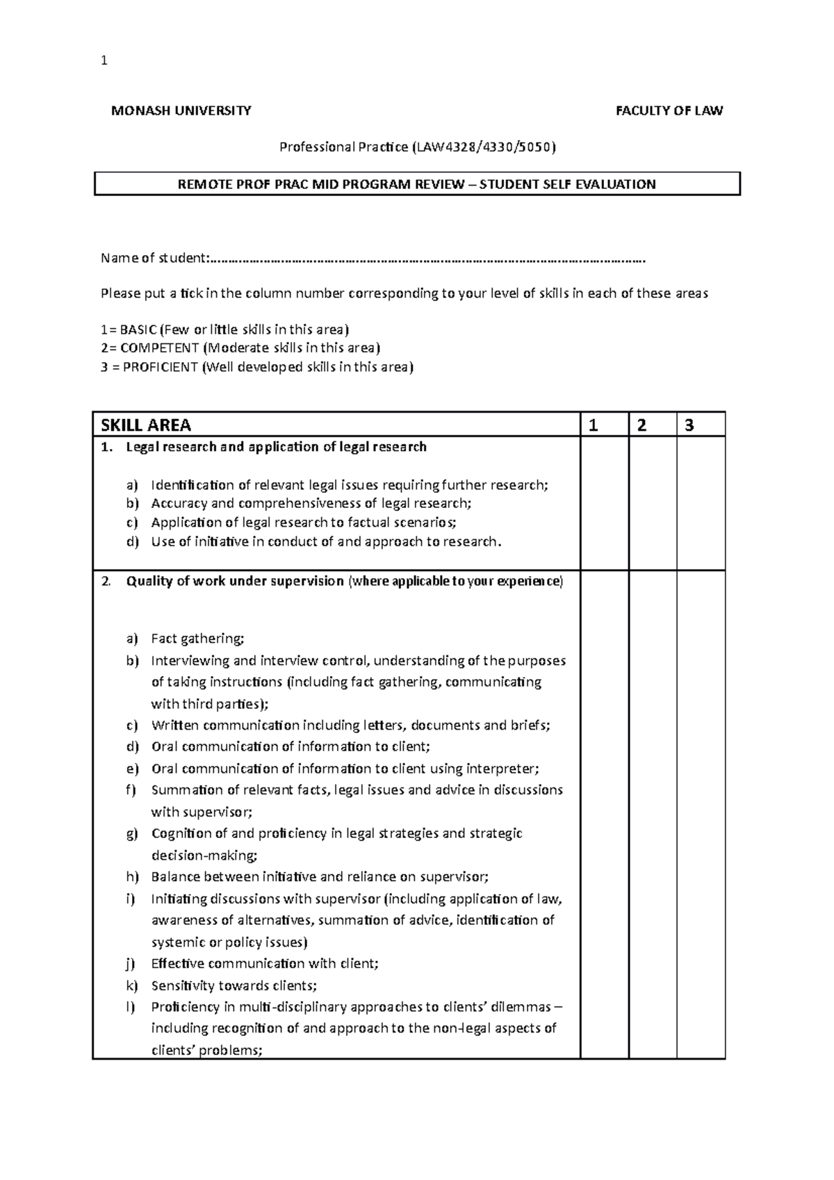 Final Remote revised Mid program review rubric PROF PRAC - 1 MONASH ...