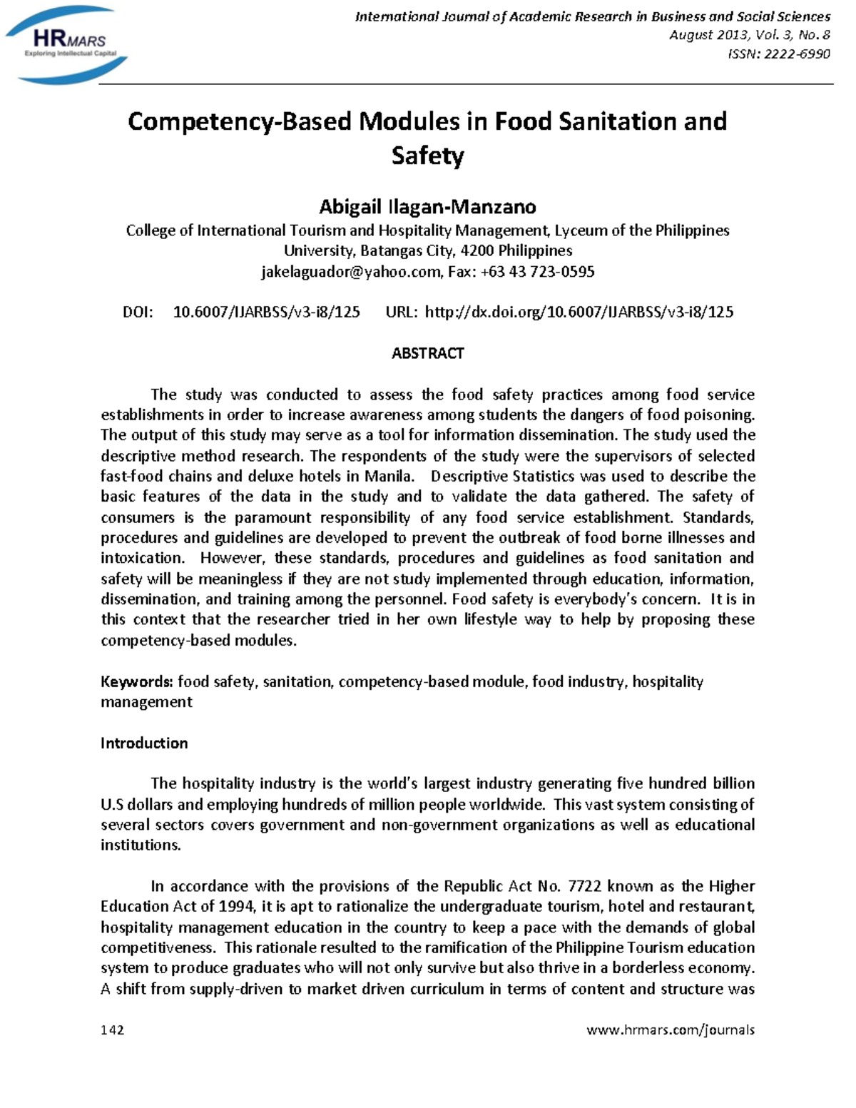 Competency-Based Modules in Food Sanitation and Safety - August 2013 ...