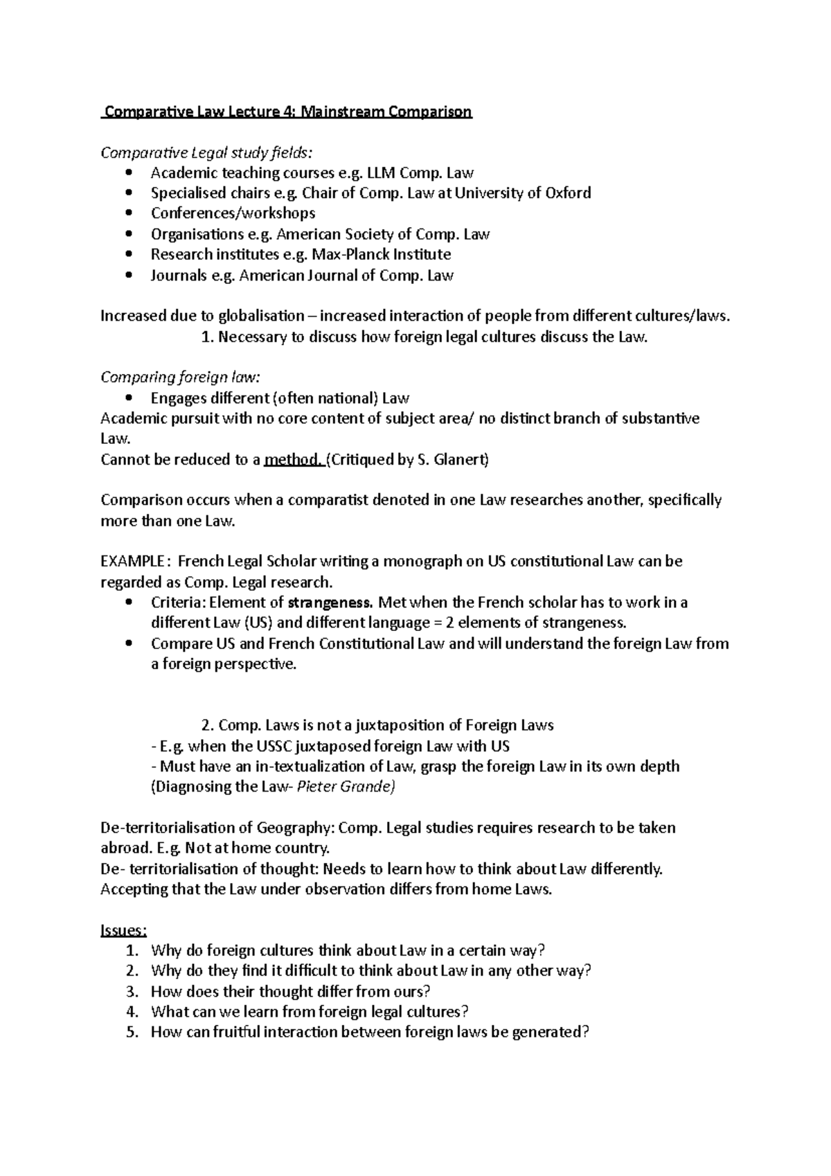 Comparative Law Lecture 4- Mainstream Comparison - Comparative Law ...