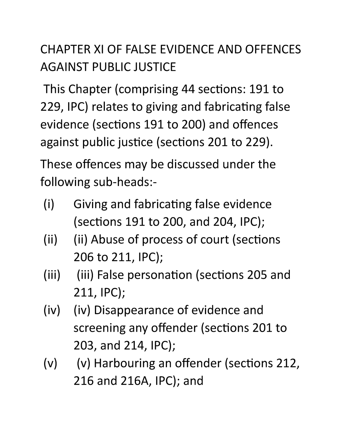 Document - Lecture Notes 2 - CHAPTER XI OF FALSE EVIDENCE AND OFFENCES ...