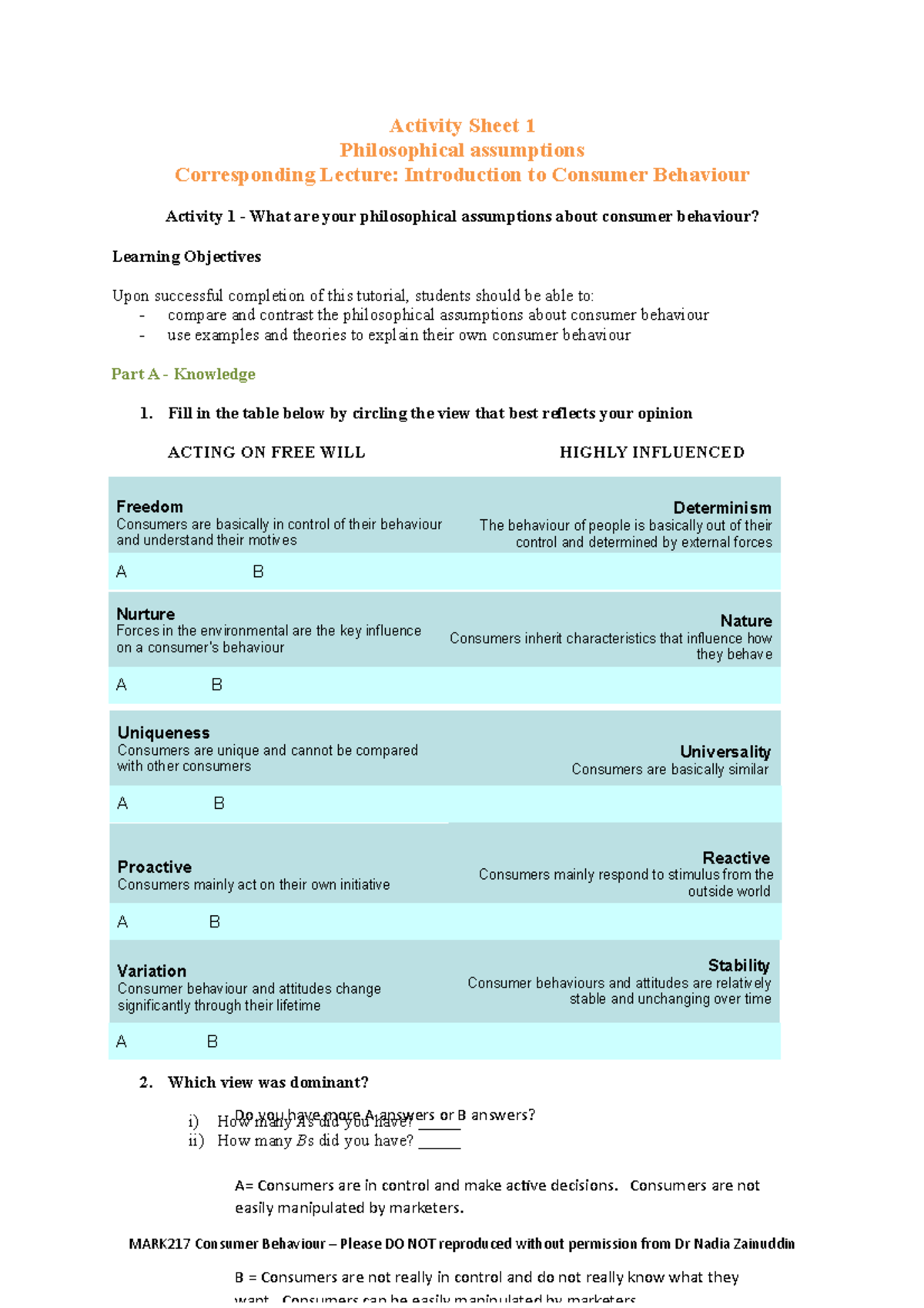 Activity Sheet 1 - Consumers are not easily manipulated by marketers. B ...