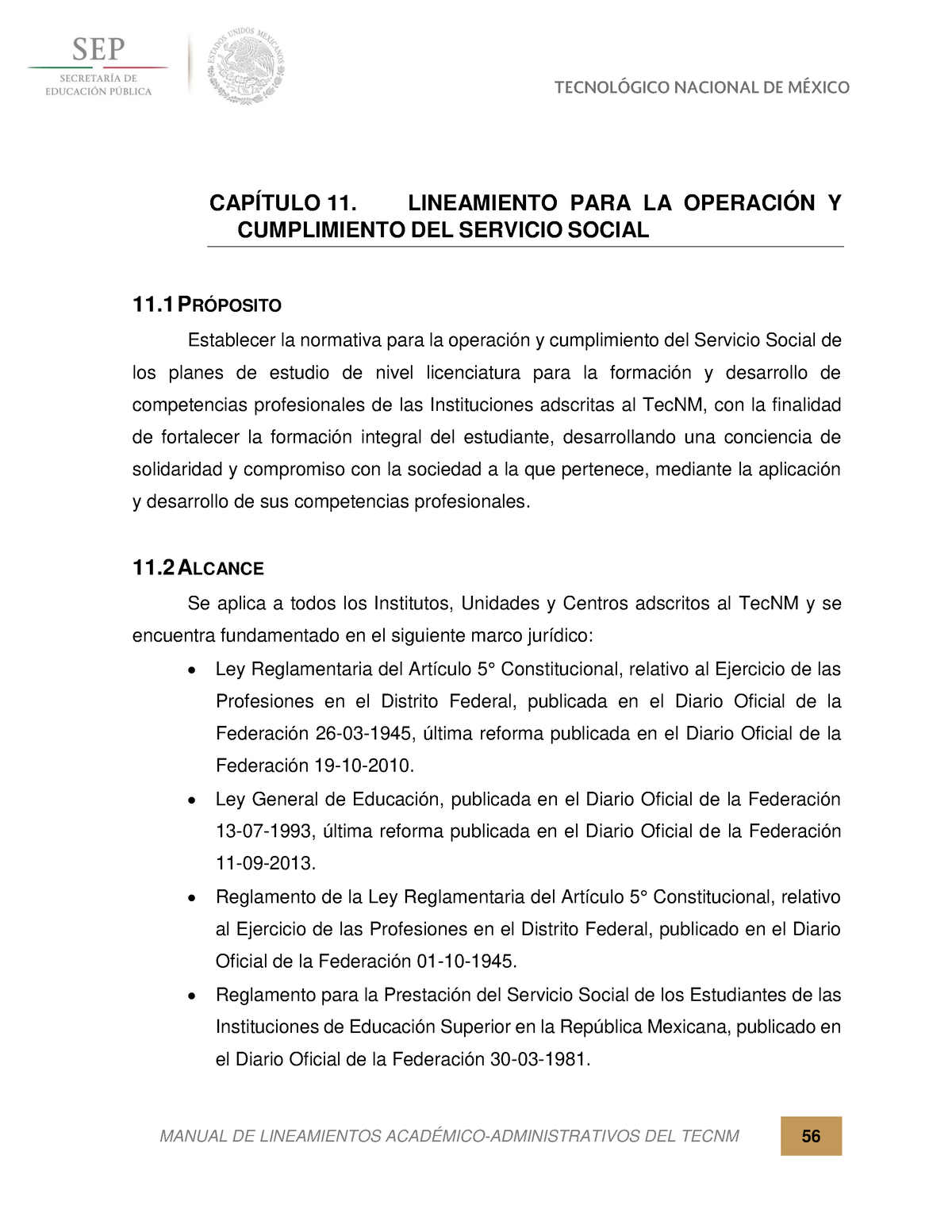 Capitulo 11- Lineamiento PARA LA Operacion Y Cumplimiento DEL Servicio ...