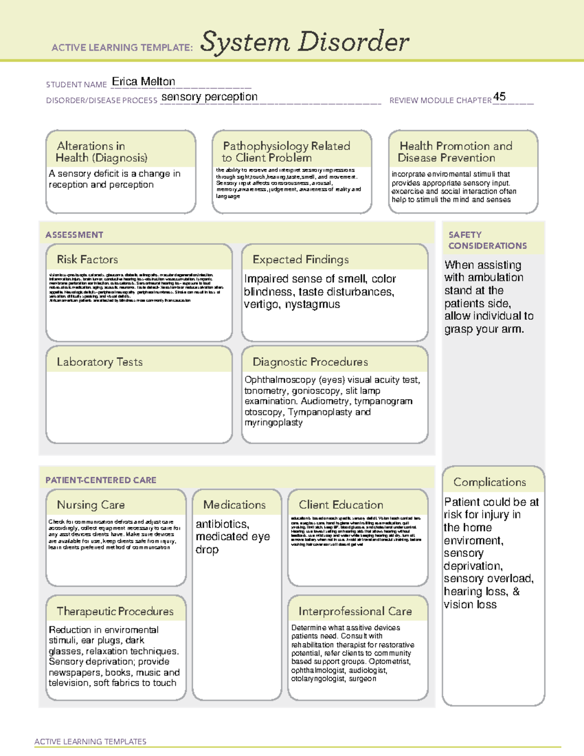 System disorder restricted (3) 45 - ACTIVE LEARNING TEMPLATES System ...