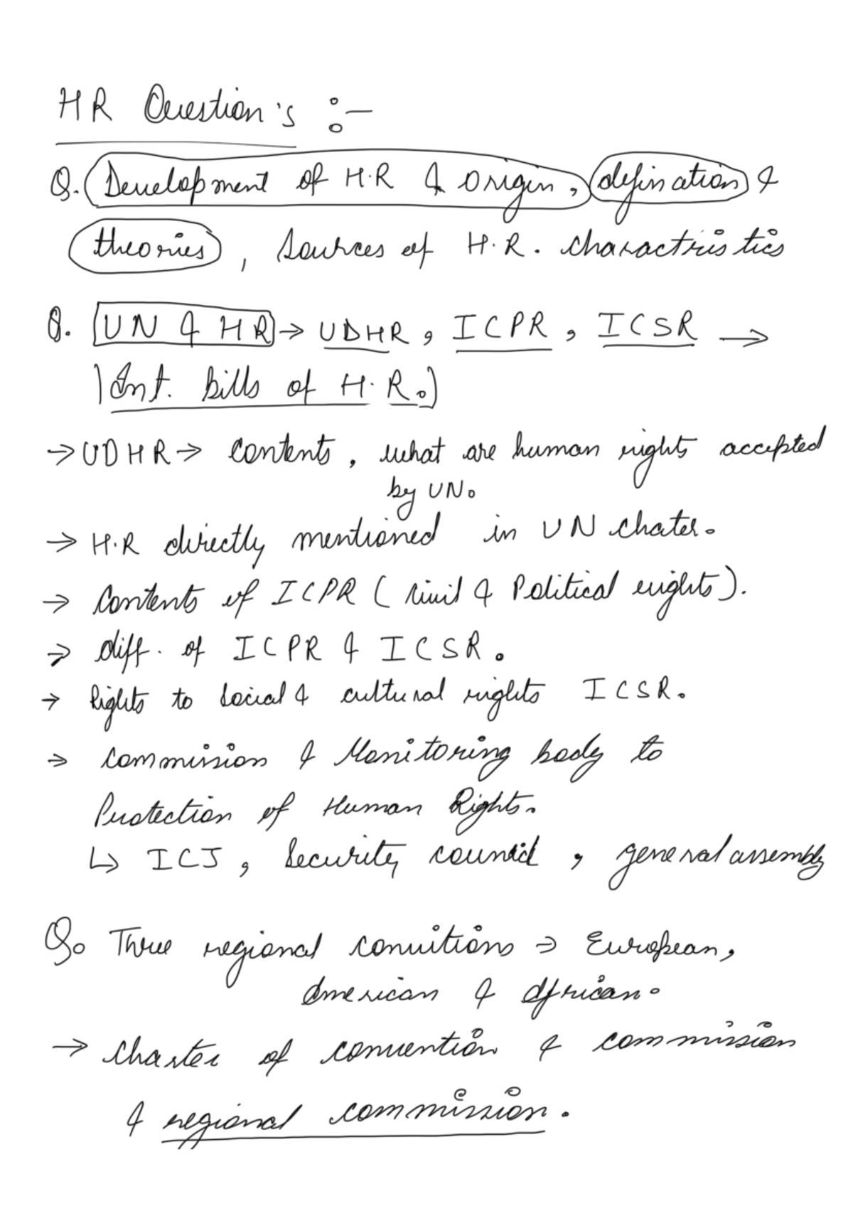 HR Questions pre final - Good - HR Q. Development of H 4 origin ...