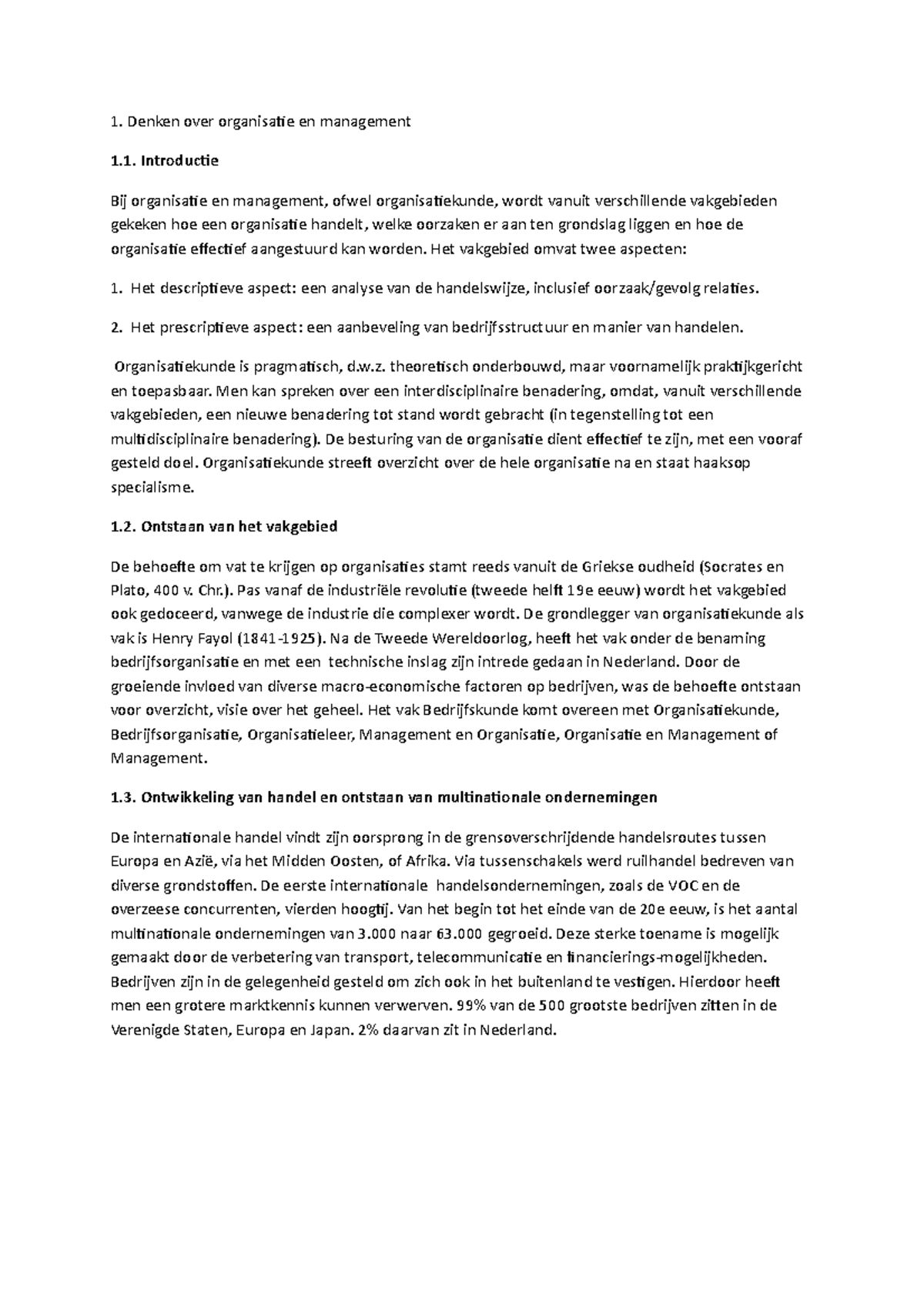 Samenvatting M&O - Denken Over Organisatie En Management Introductie ...