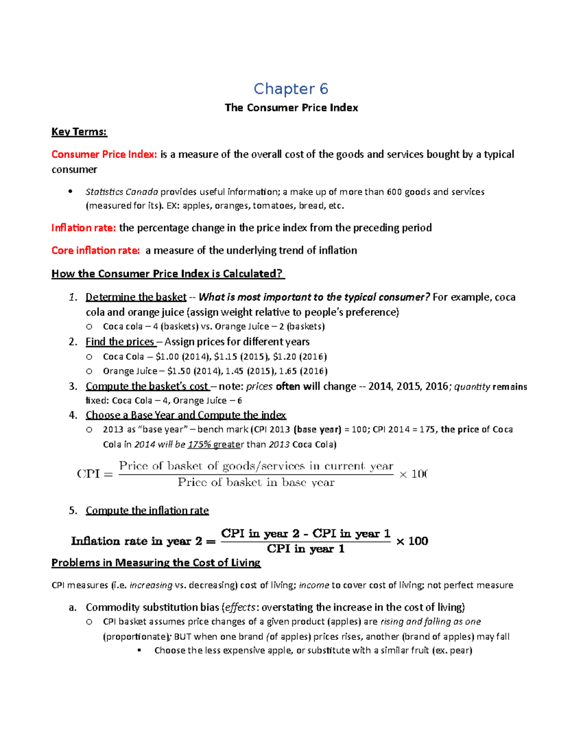 Chapter 6 Macro Econ - Chapter 6 The Consumer Price Index Key Terms ...