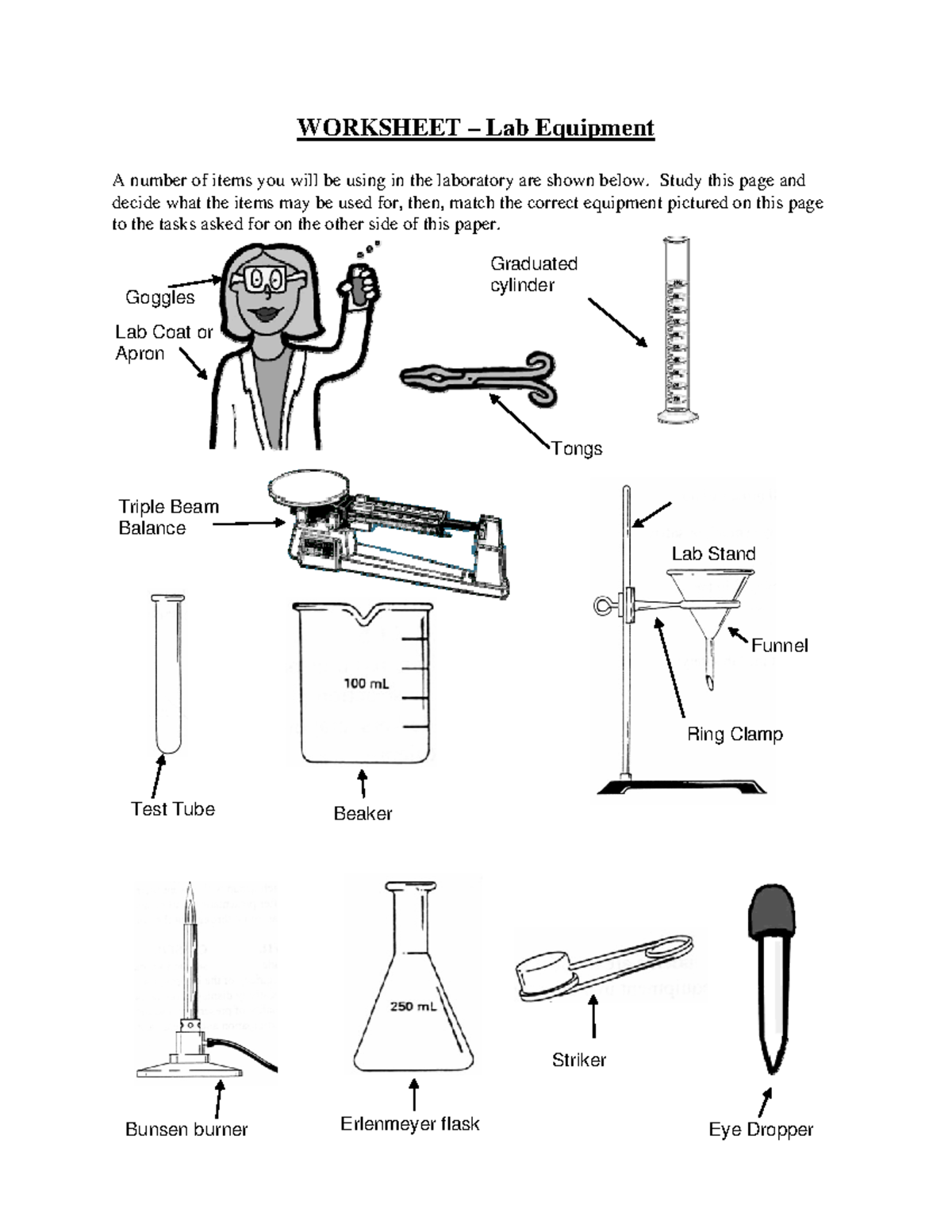 Worksheet lab equipment - WORKSHEET – Lab Equipment A number of items ...