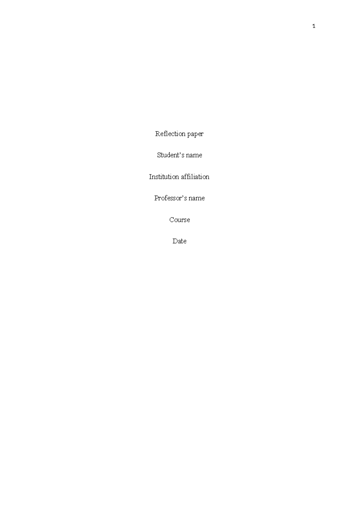 Reflection paper - academic writing - Reflection paper Student’s name ...