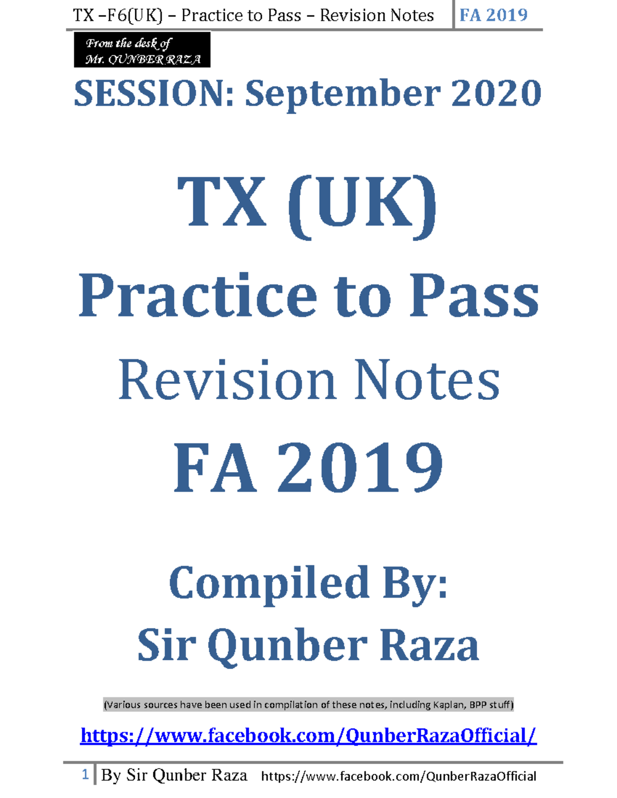 TX P2P - Notes - Day 2 - Tax lectures - SESSION: September 2020 TX (UK ...