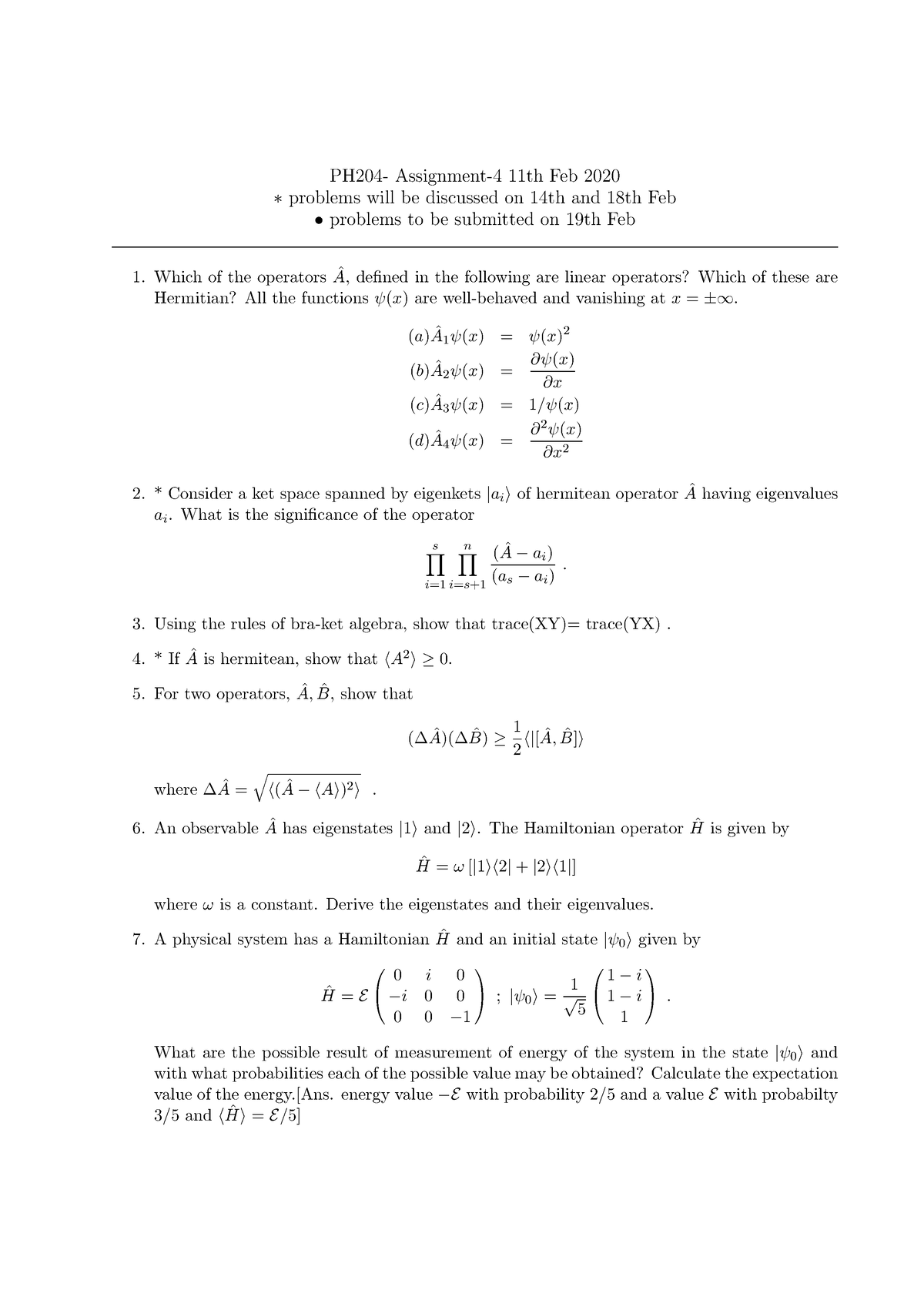 As20-4 - Quantum operators, Eigenvalue problems, Expectation values ...