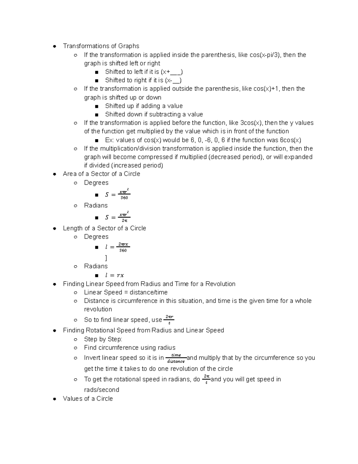 Tutoring 10 20 2021 Precalc - Transformations of Graphs If the ...