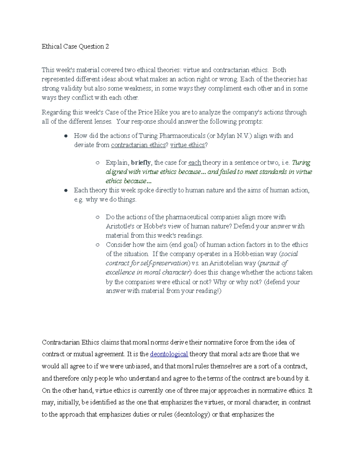 MGMT 5710 Ethical Case 2 - Ethical Case Question 2 This week's material ...