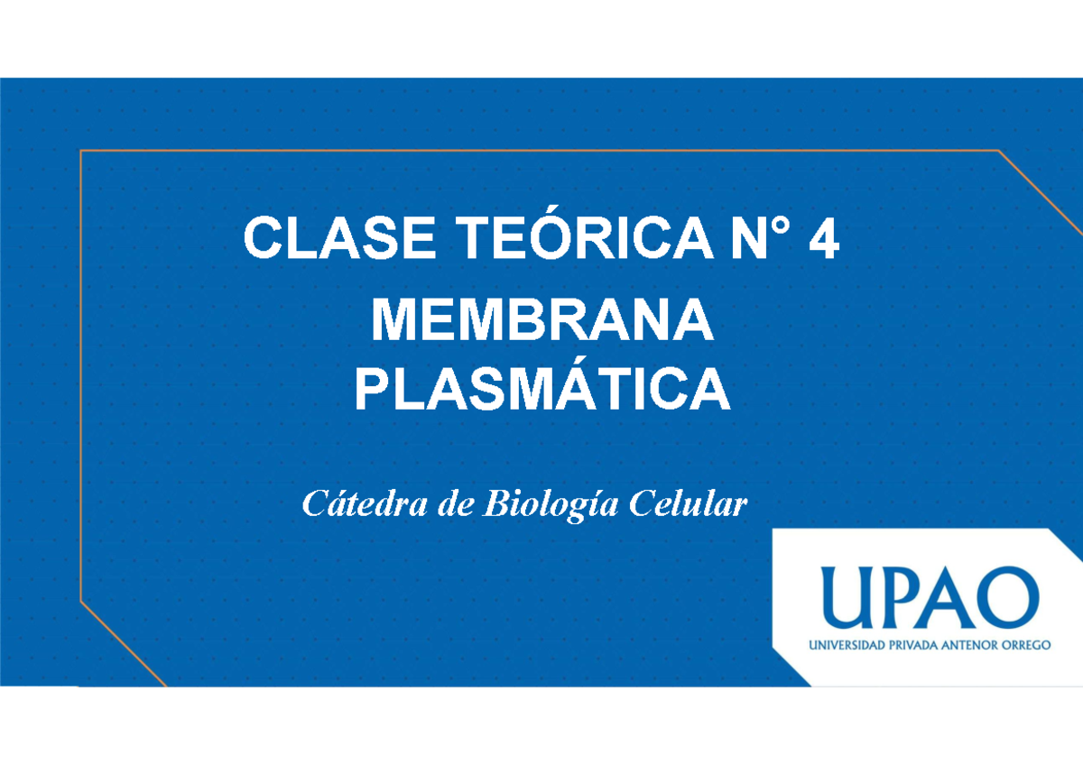 04 Semana 4 Membrana Y Transporte - CLASE TEÓRICA N° 4 MEMBRANA ...