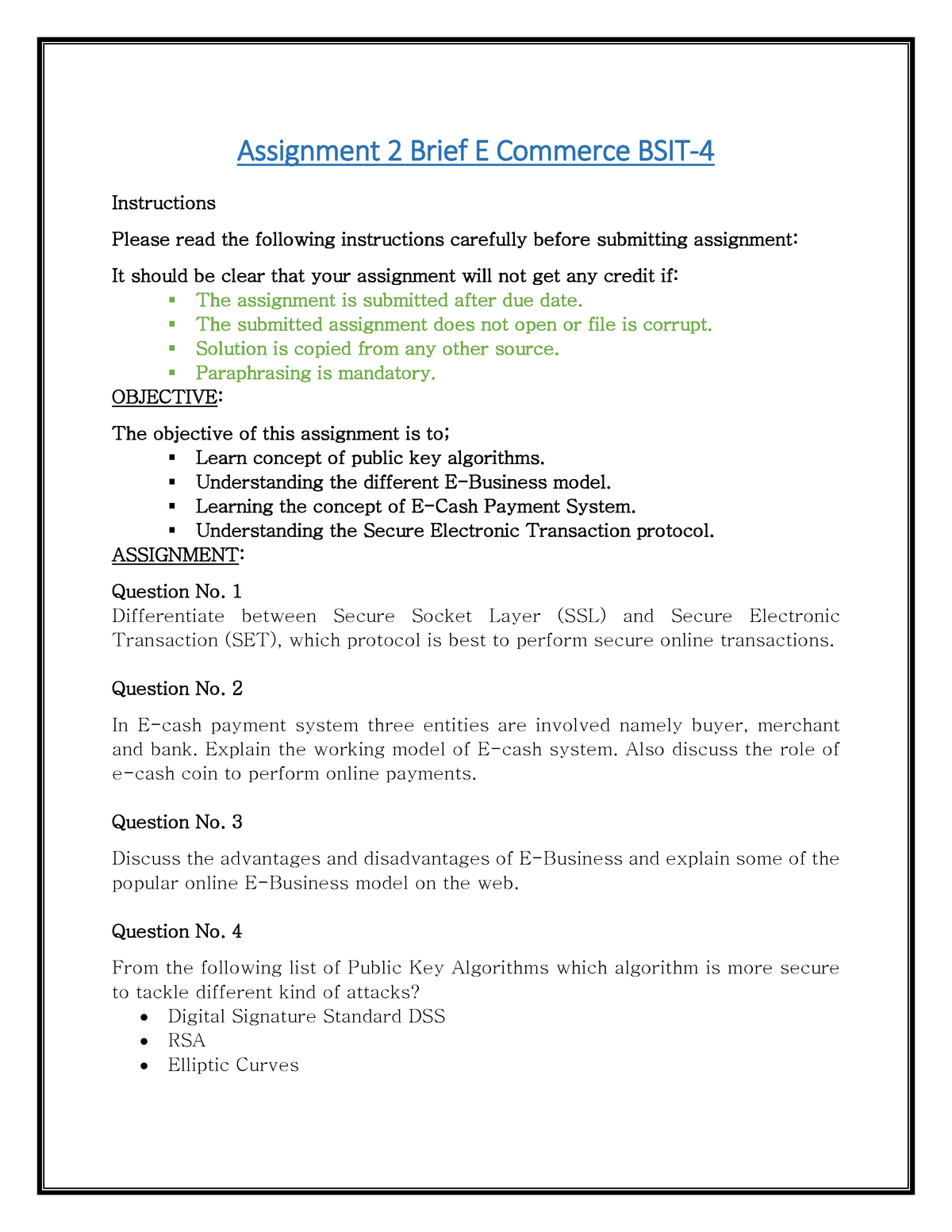 e business assignment pdf