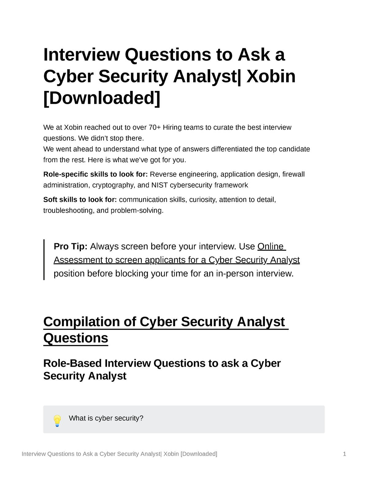 Interview Questions To Ask A Cyber Security Analyst Xobin Downloaded ...